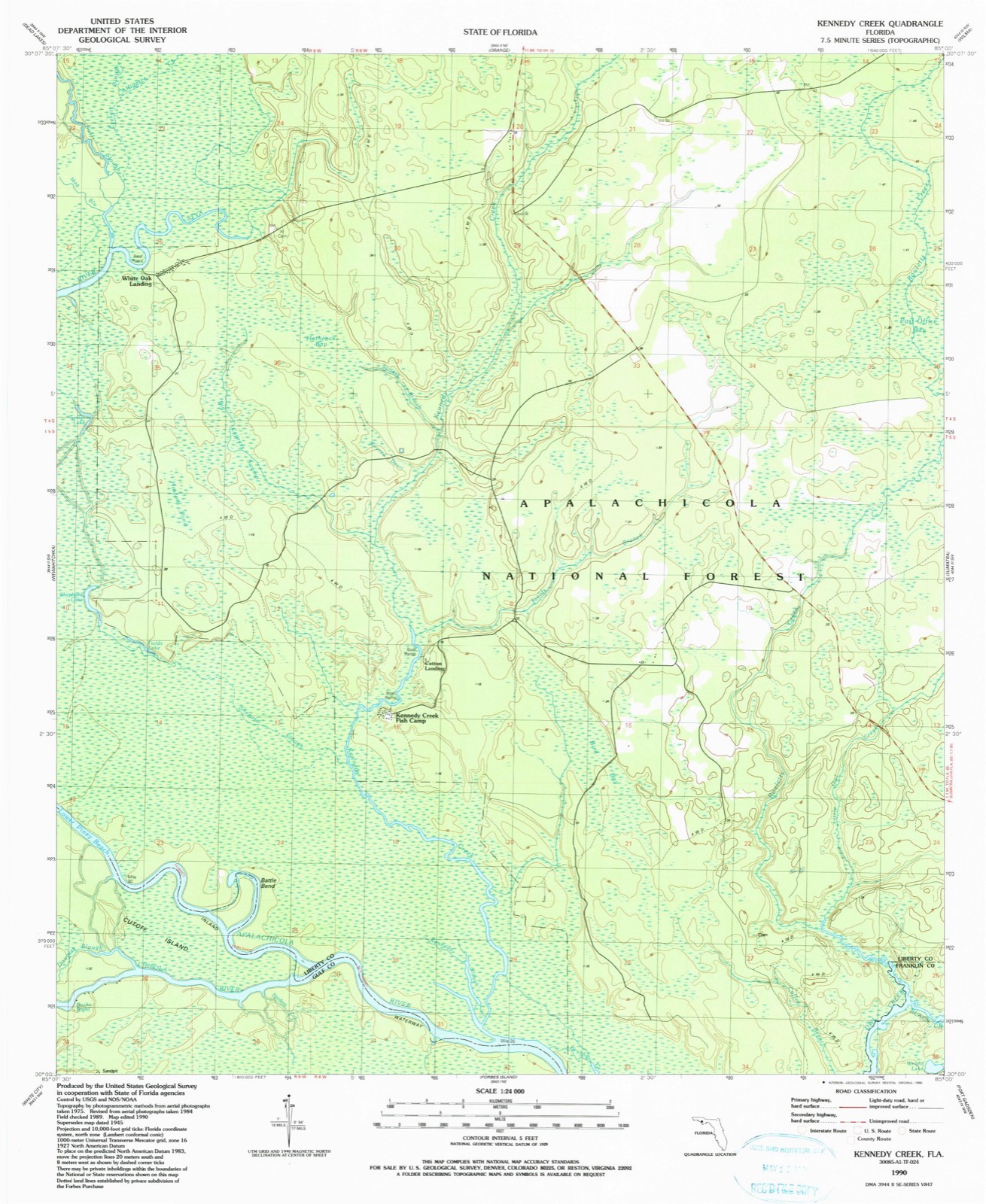 Topographic sheet of Owl Landing, surveyed 1990