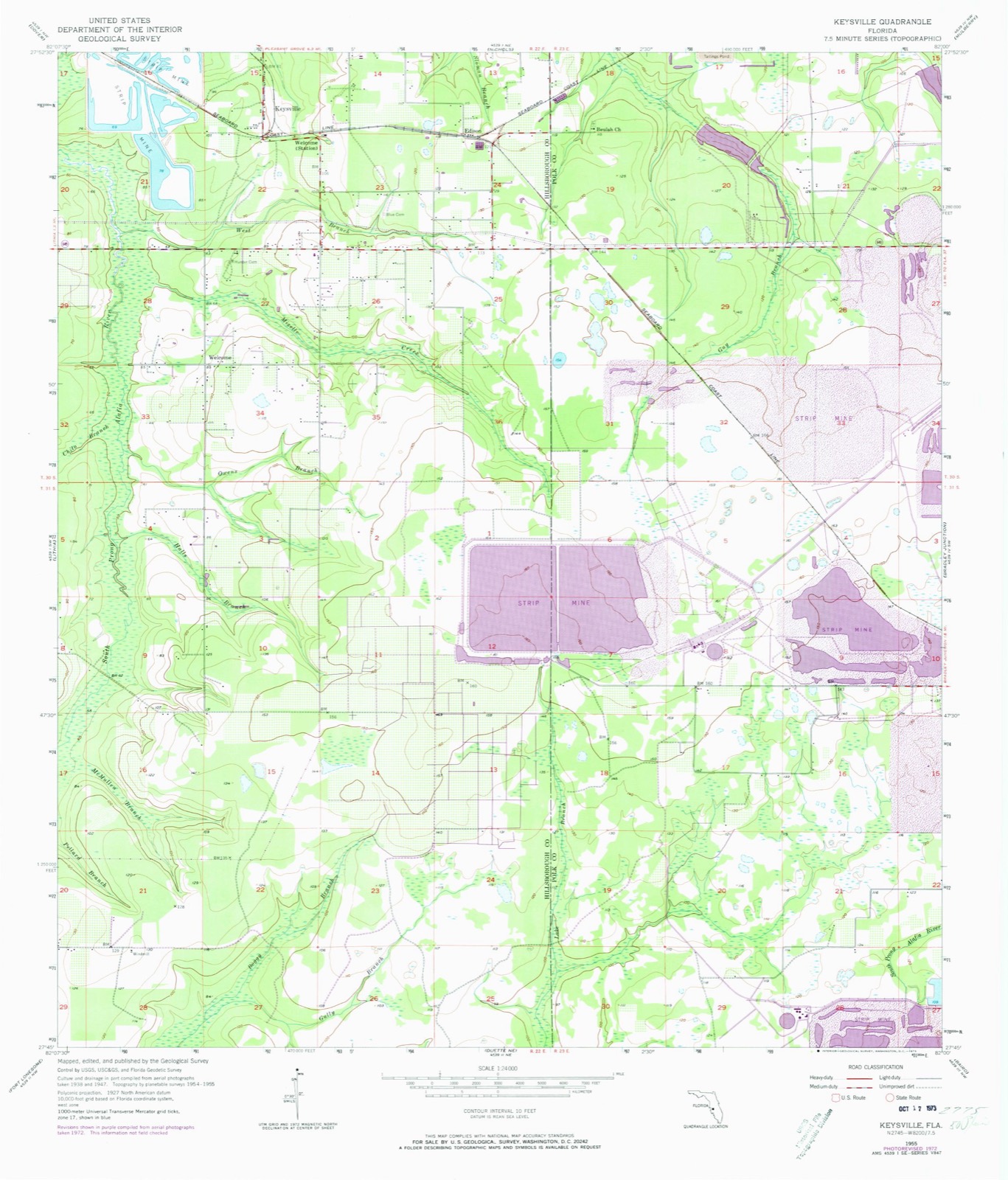 Topographic sheet of Keysville, surveyed 1955