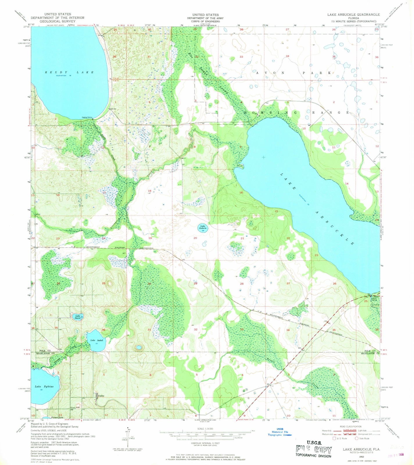 Topographic sheet of Alpine, surveyed 1952