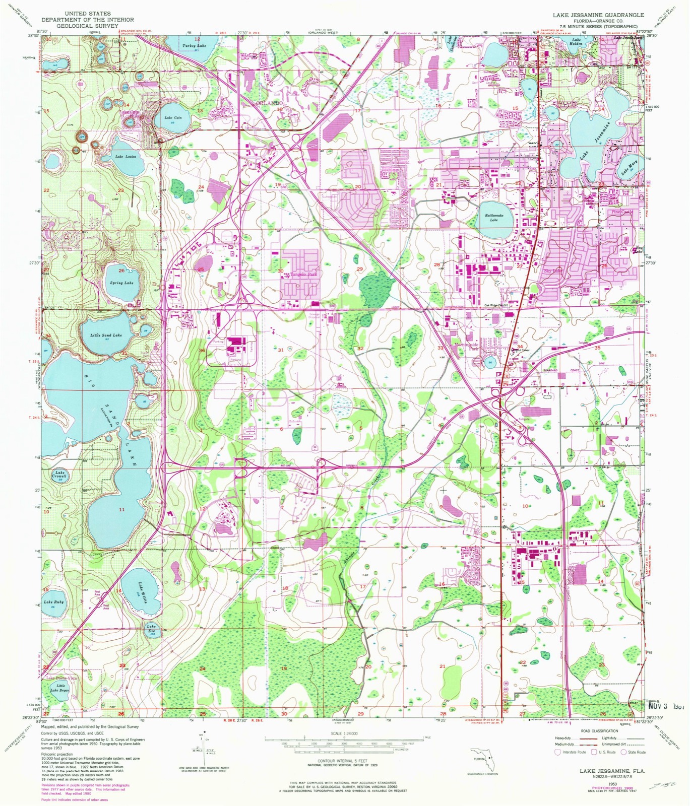 Topographic sheet of Sky Lake, surveyed 1953