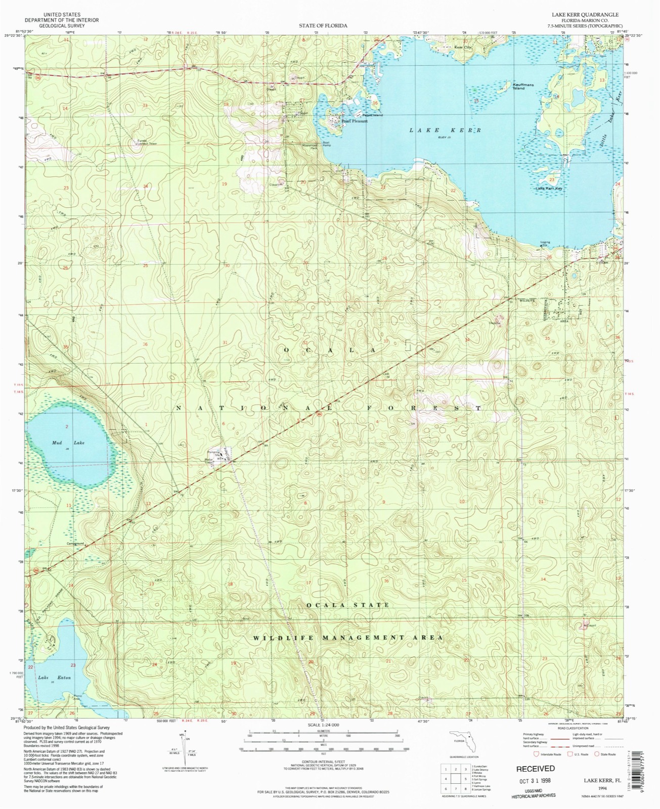 Topographic sheet of Point Pleasant, surveyed 1994