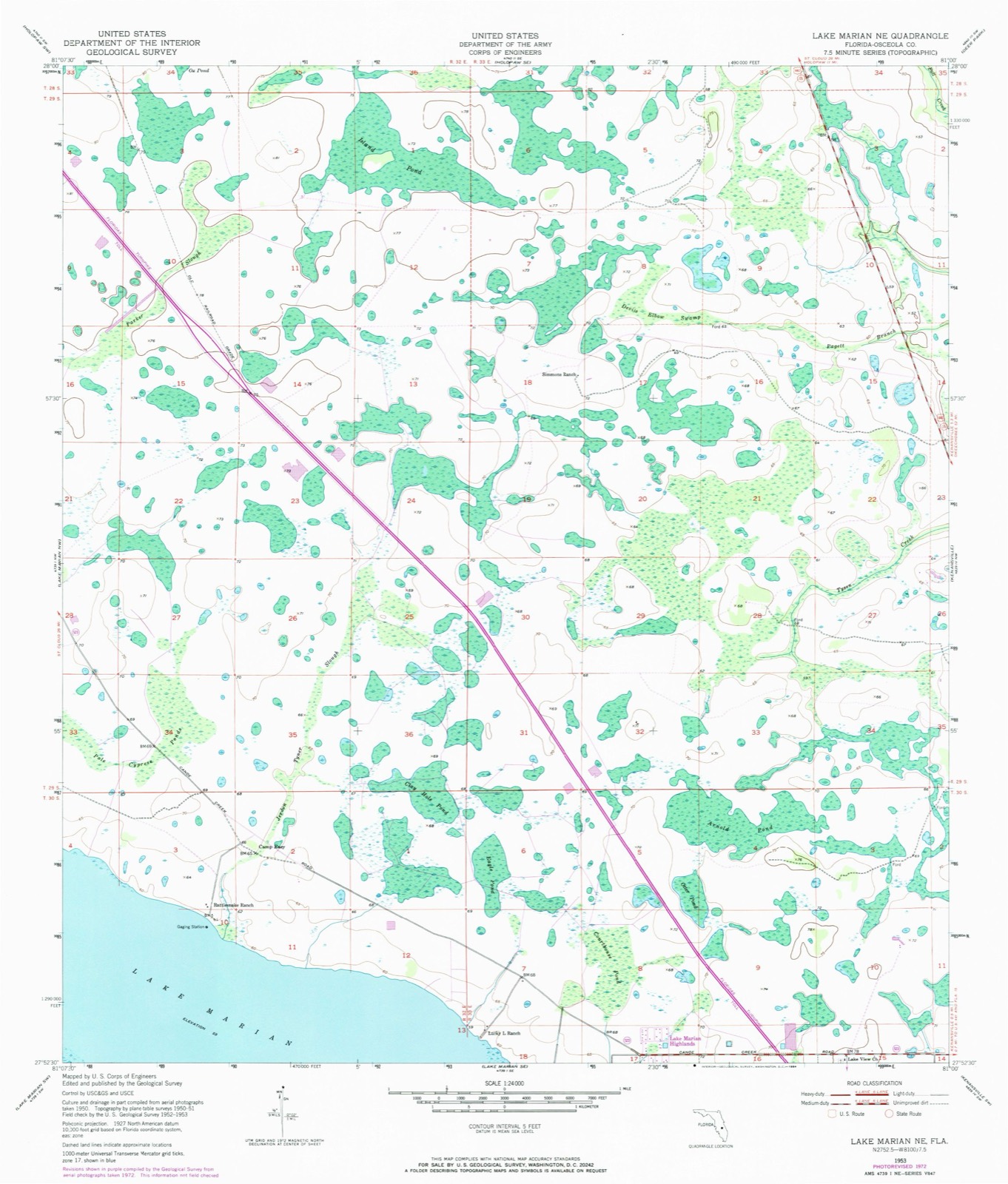 Topographic sheet of Lake Marian Highlands, surveyed 1953