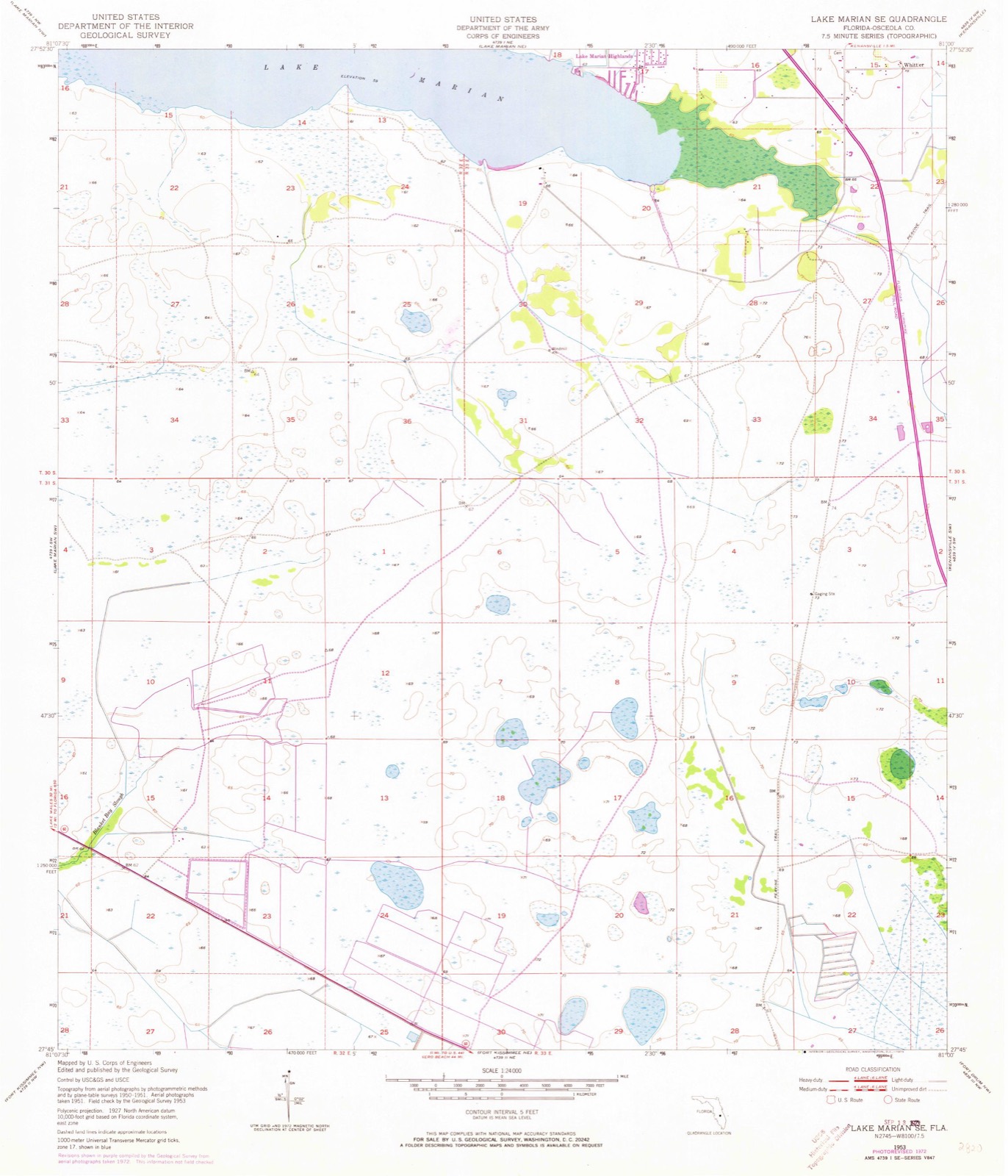 Topographic sheet of Whittier, surveyed 1953