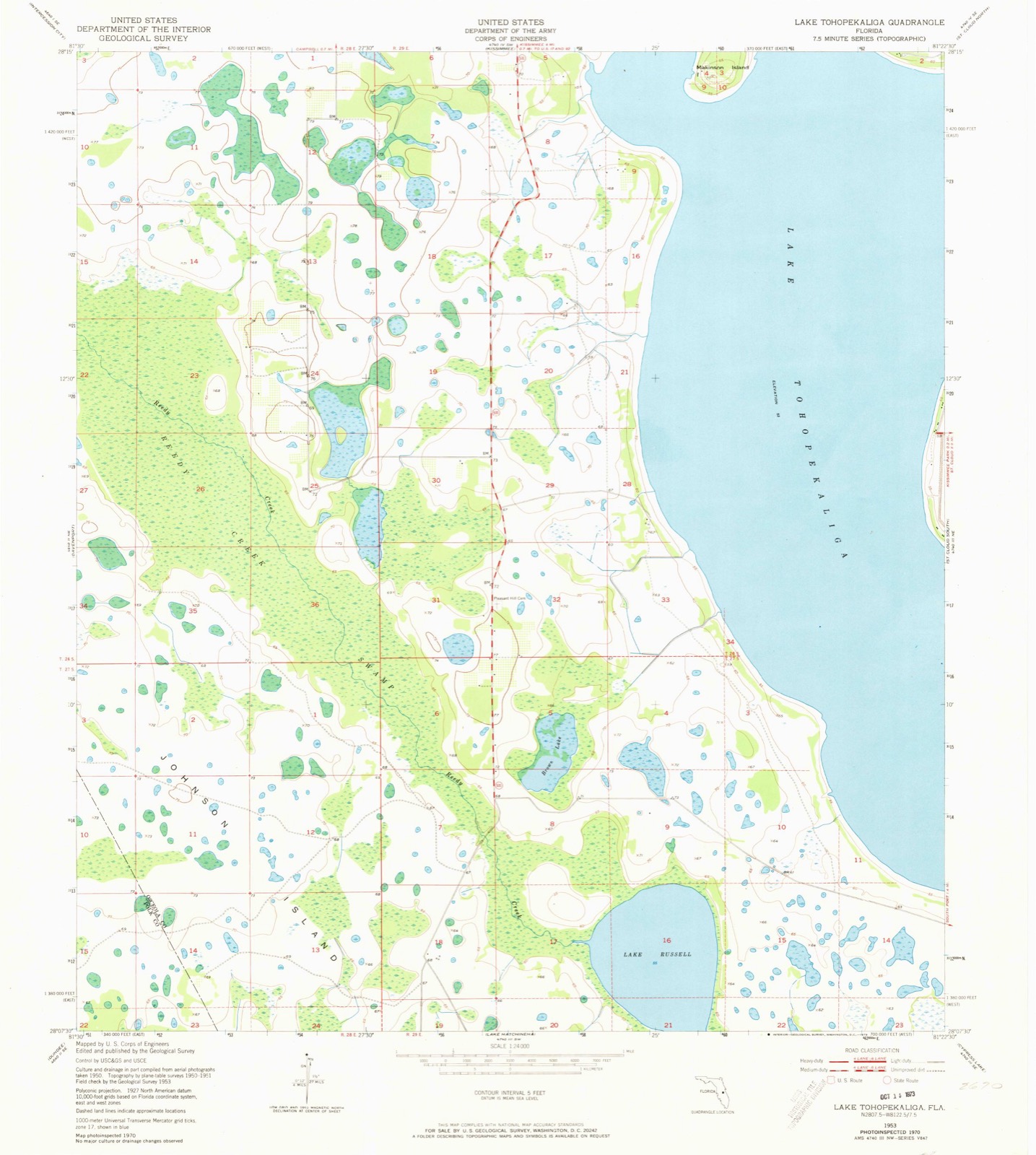 Topographic sheet of Poinciana, surveyed 1953