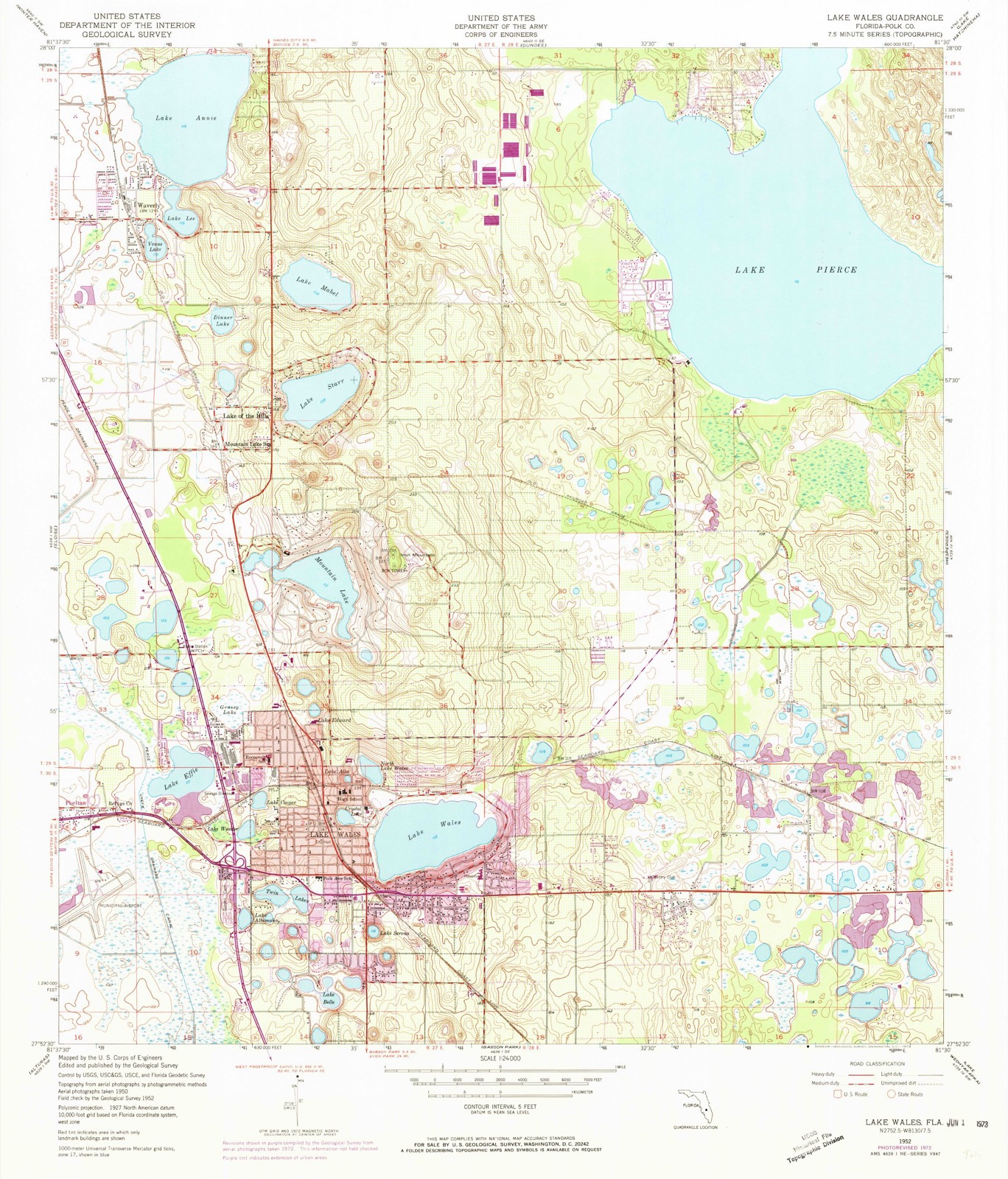 Topographic sheet of Waverly, surveyed 1952