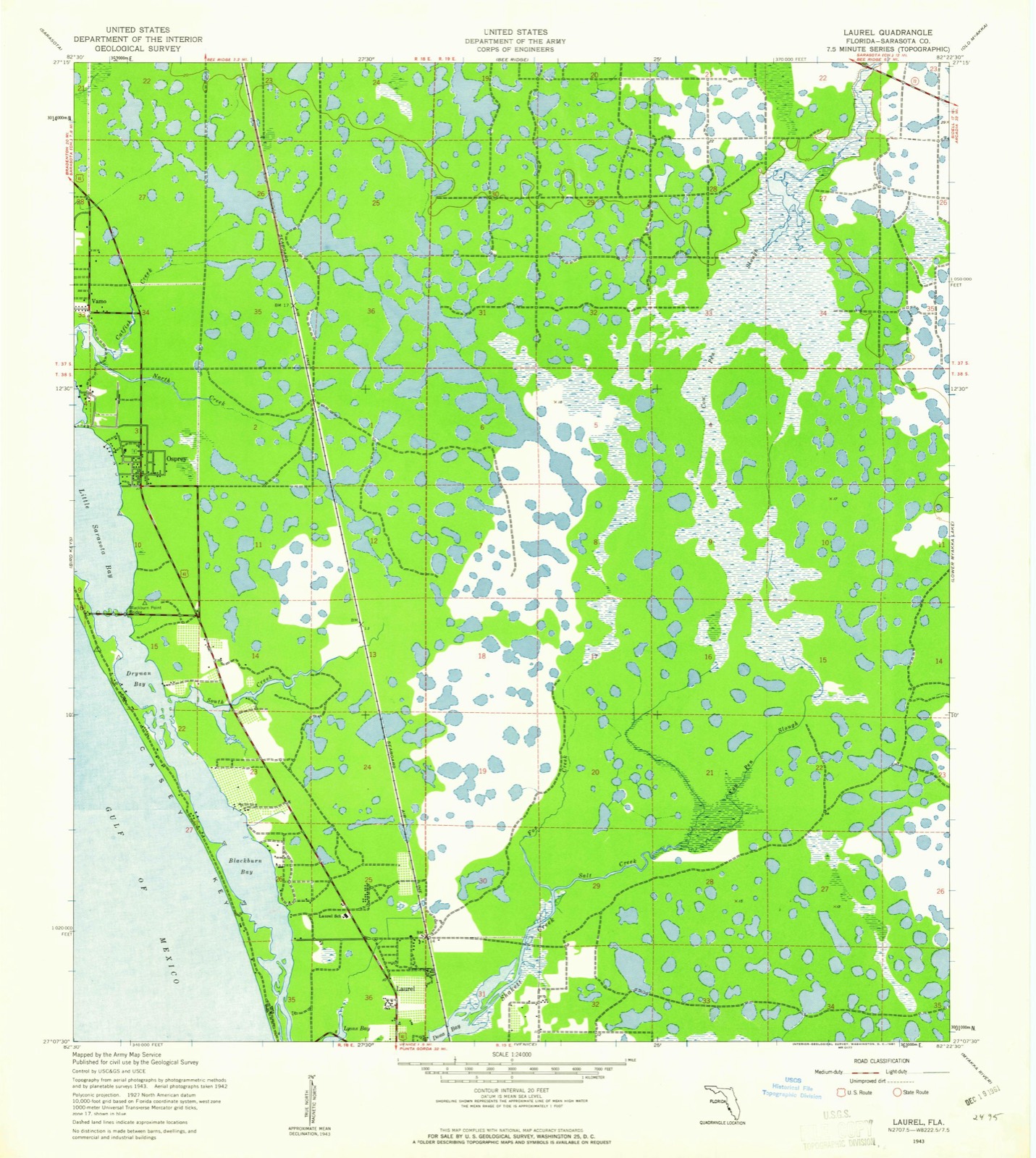 Topographic sheet covering Blackburn Point Bridge, surveyed 1943