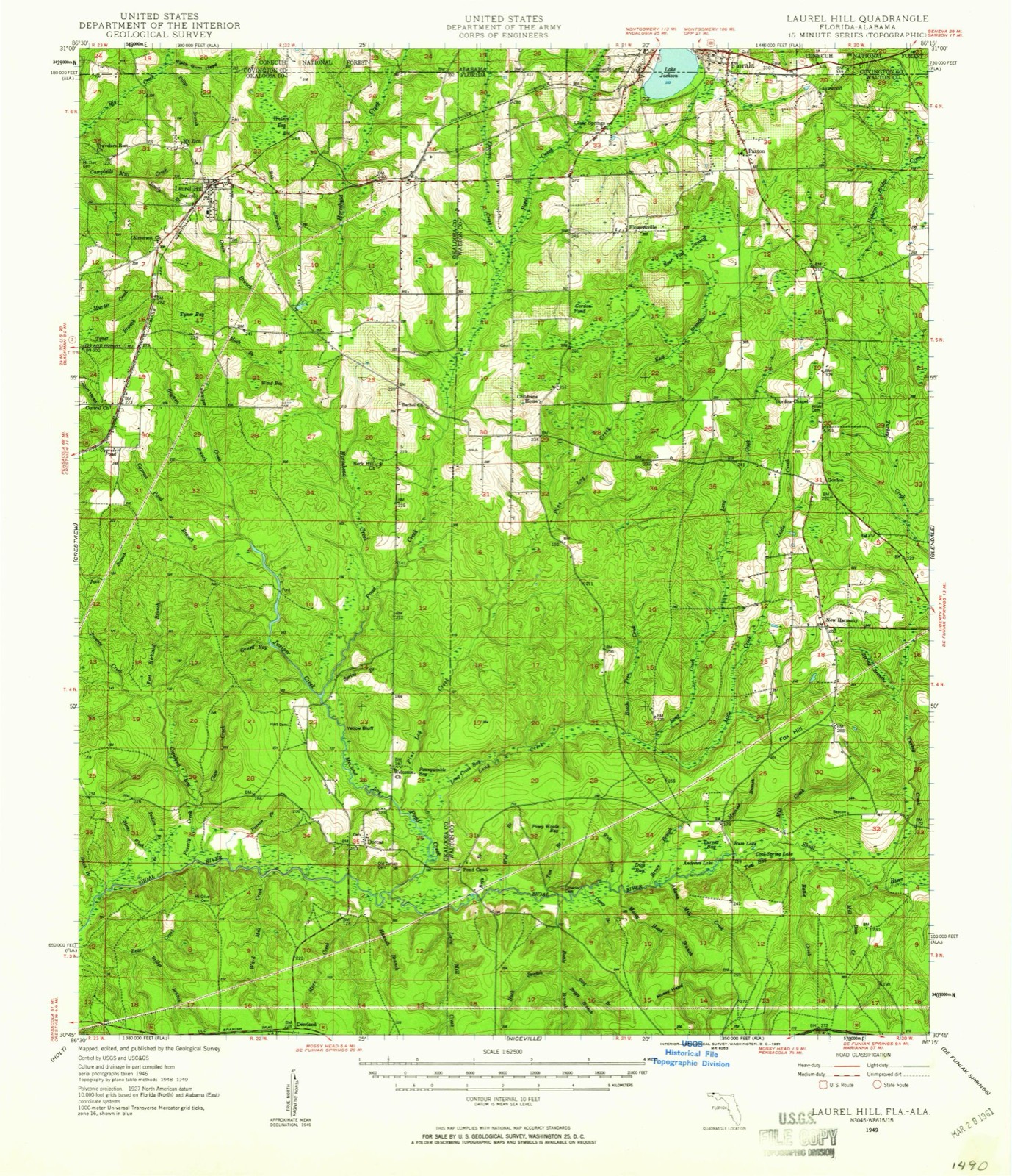 Topographic sheet of Clear Springs, surveyed 1949