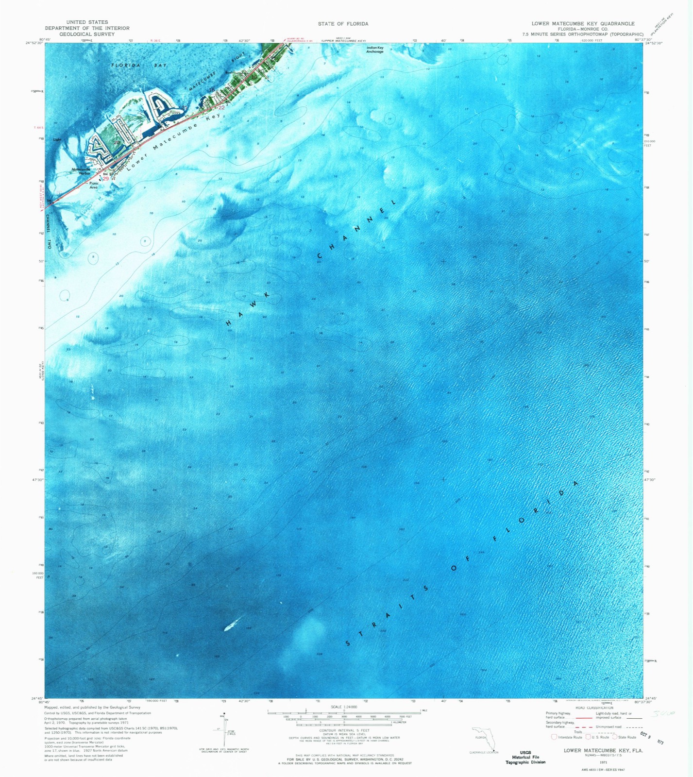 Topographic sheet of Lower Matecumbe Beach, surveyed 1971