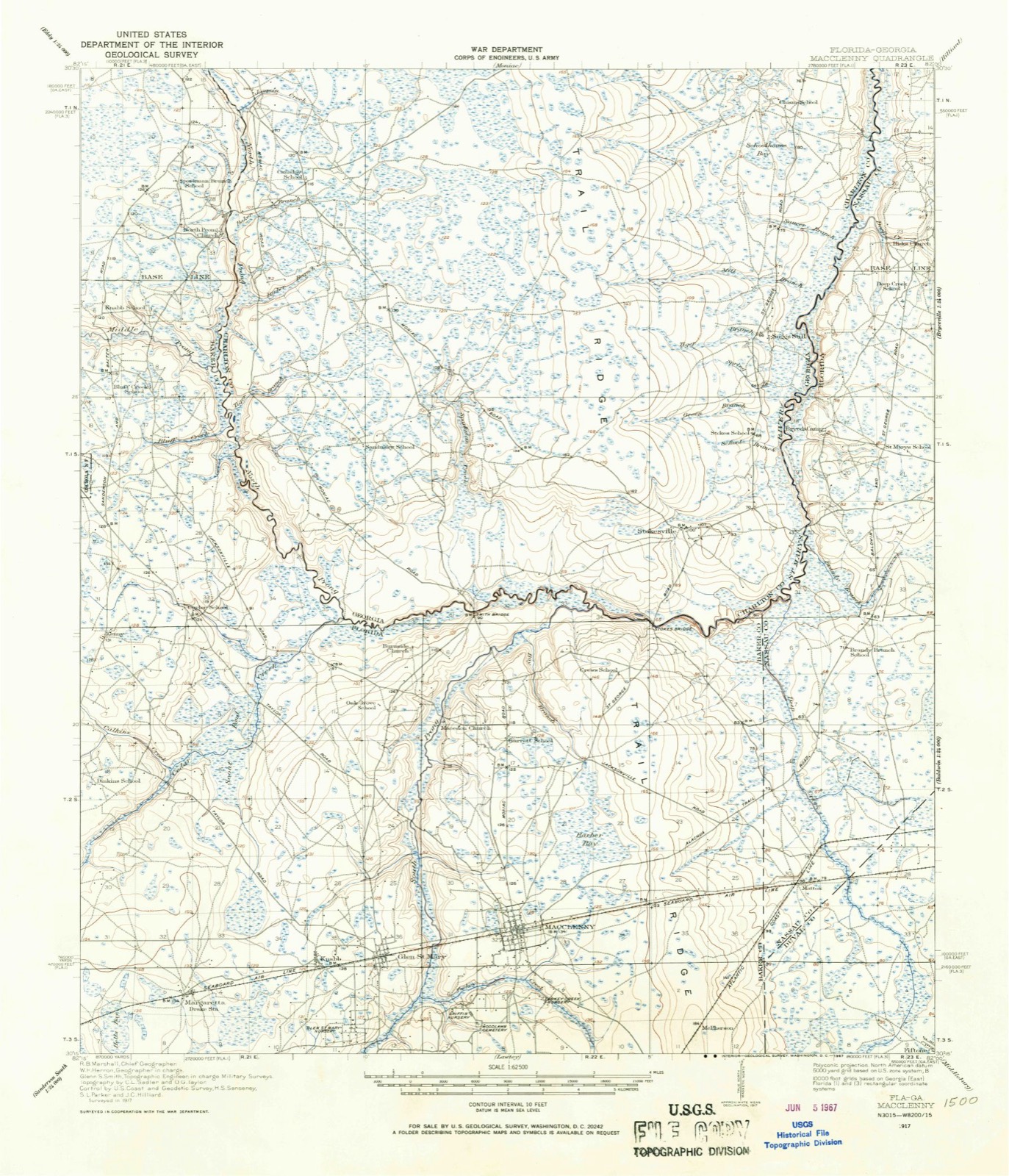 Topographic sheet covering Old Baker County Courthouse, surveyed 1917