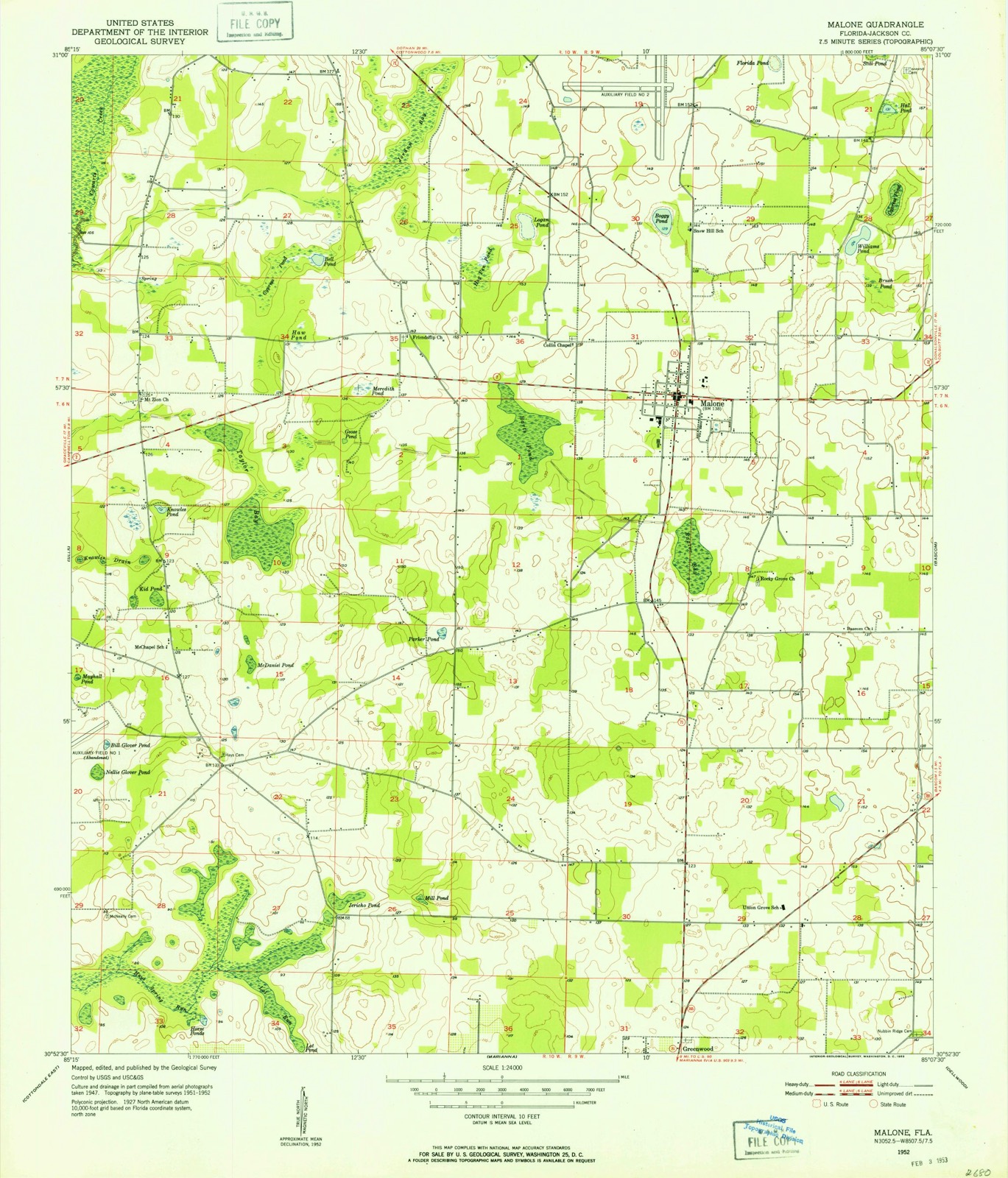 Topographic sheet of Malone, surveyed 1952