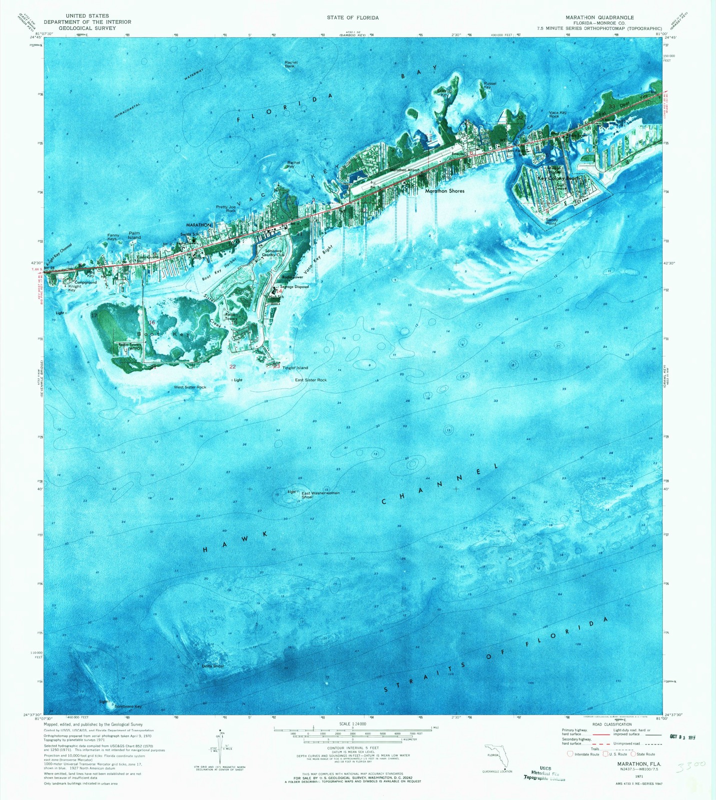 Topographic sheet of Marathon Shores, surveyed 1971