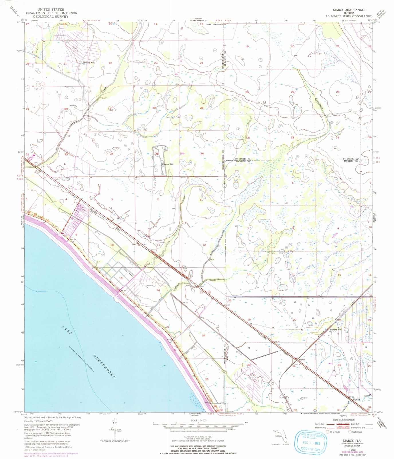Topographic sheet of Marcy, surveyed 1953