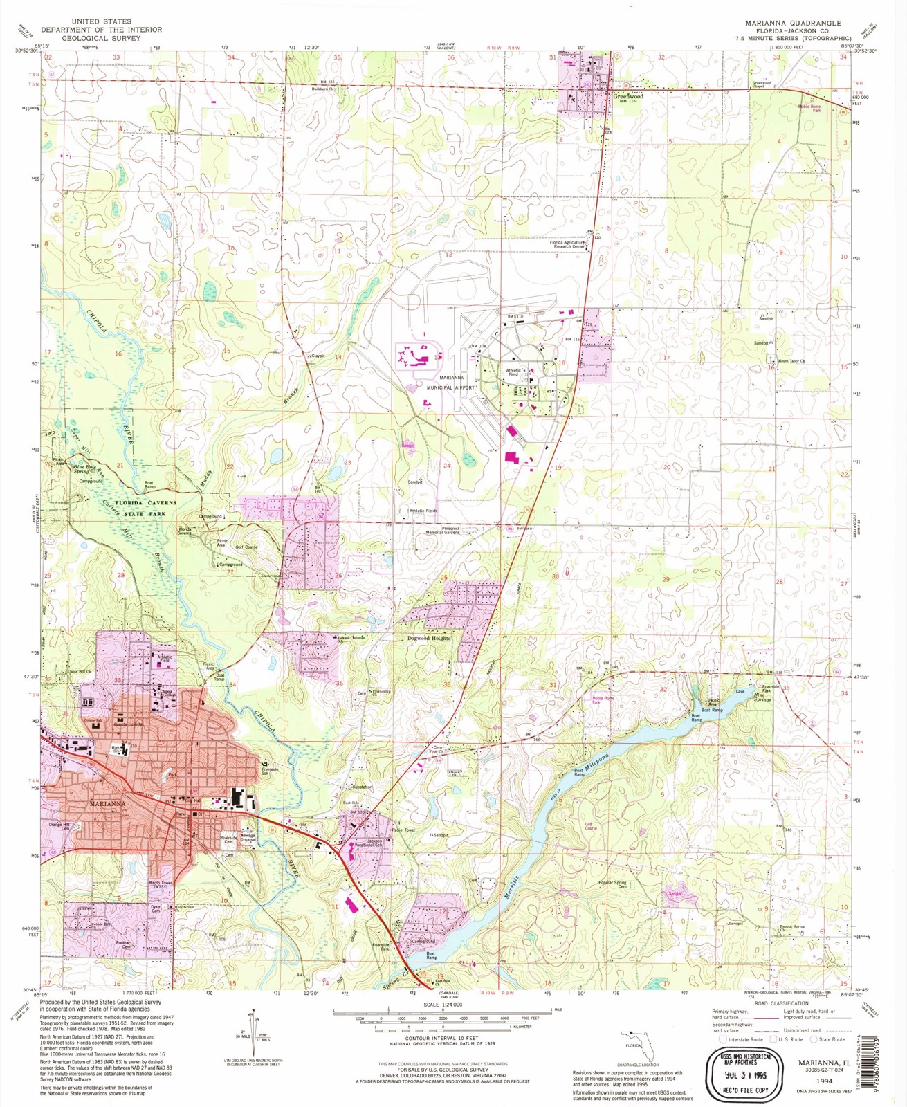 Topographic sheet of Marianna, surveyed 1994