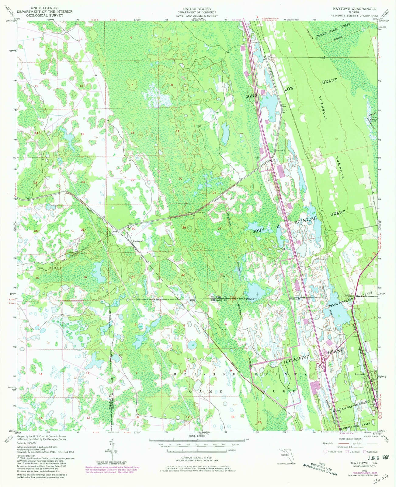 Topographic sheet of Maytown, surveyed 1950