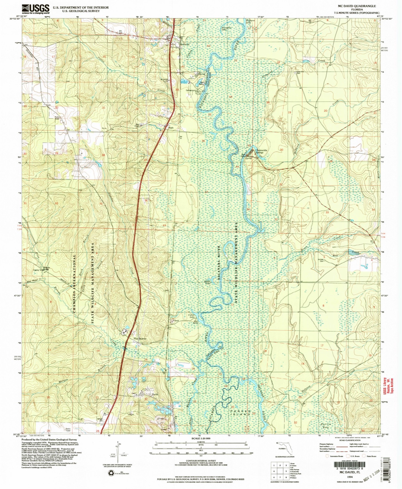 Topographic sheet of McDavid, surveyed 1994