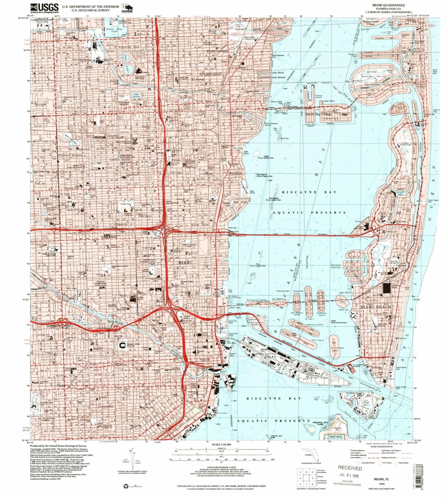 Topographic sheet covering Hahn Building, surveyed 1994