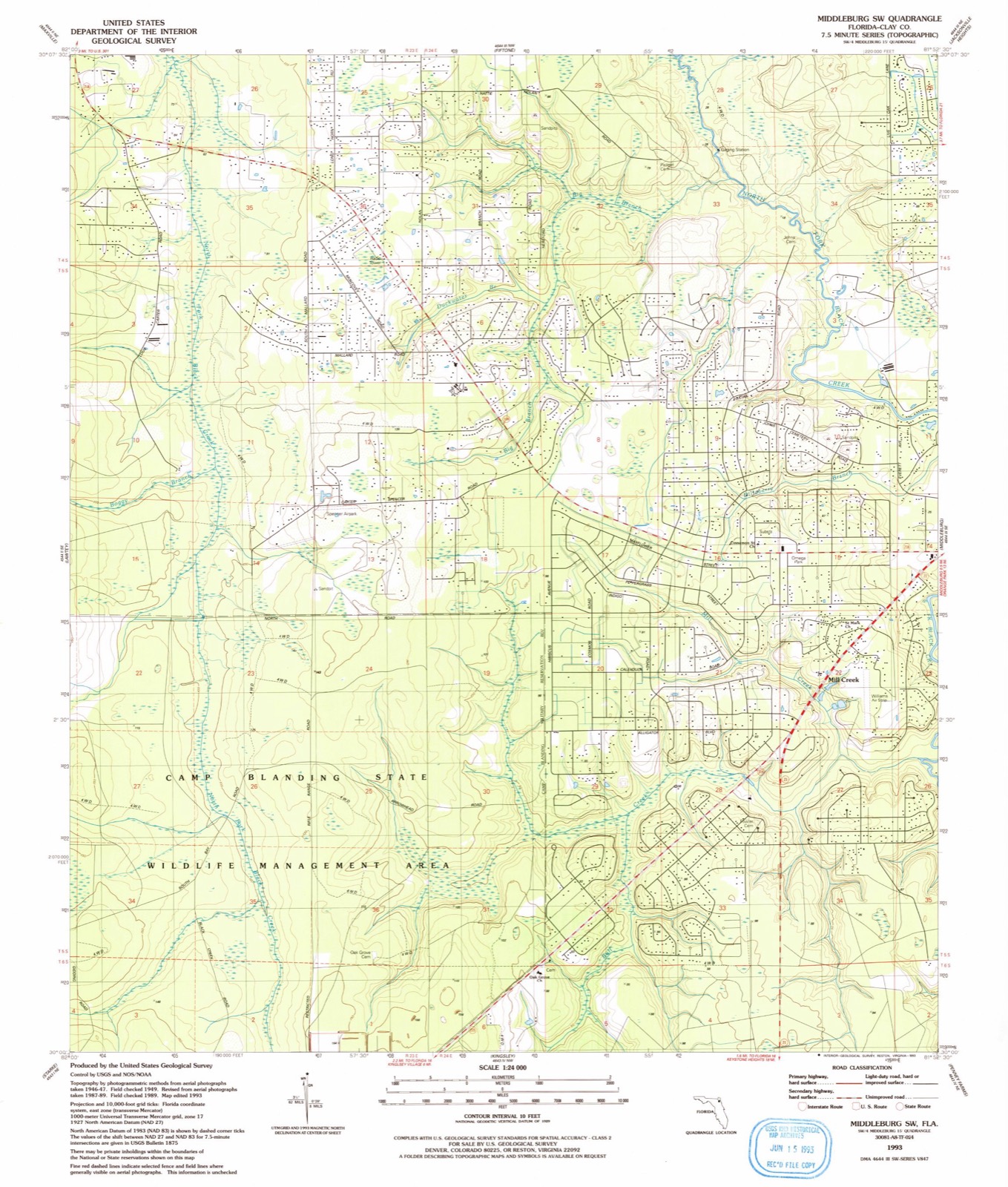 Topographic sheet of Clay Hill, surveyed 1993