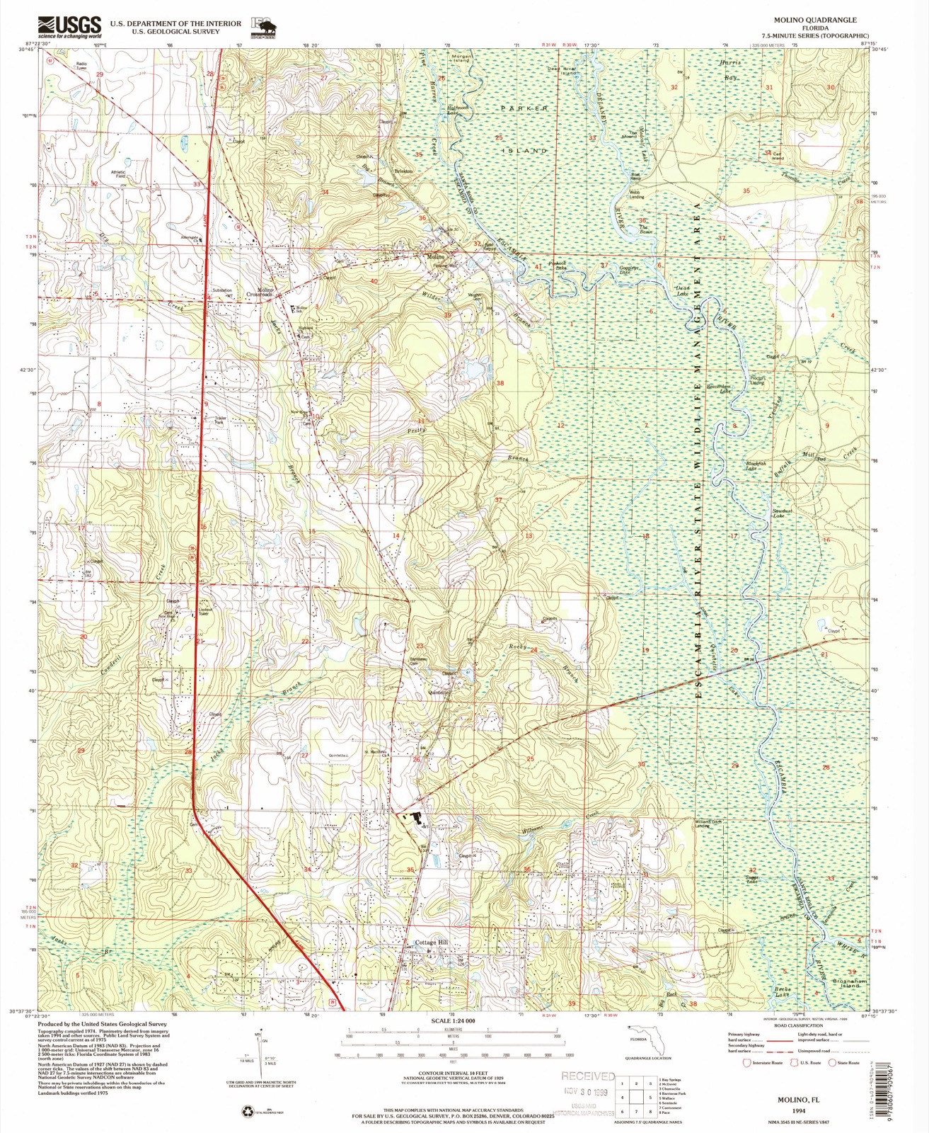 Topographic sheet of Brickton, surveyed 1994