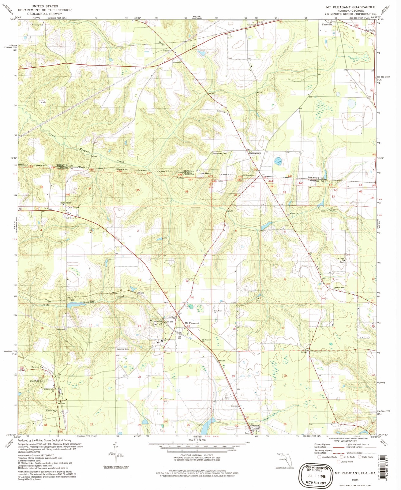 Topographic sheet of Hardaway, surveyed 1994