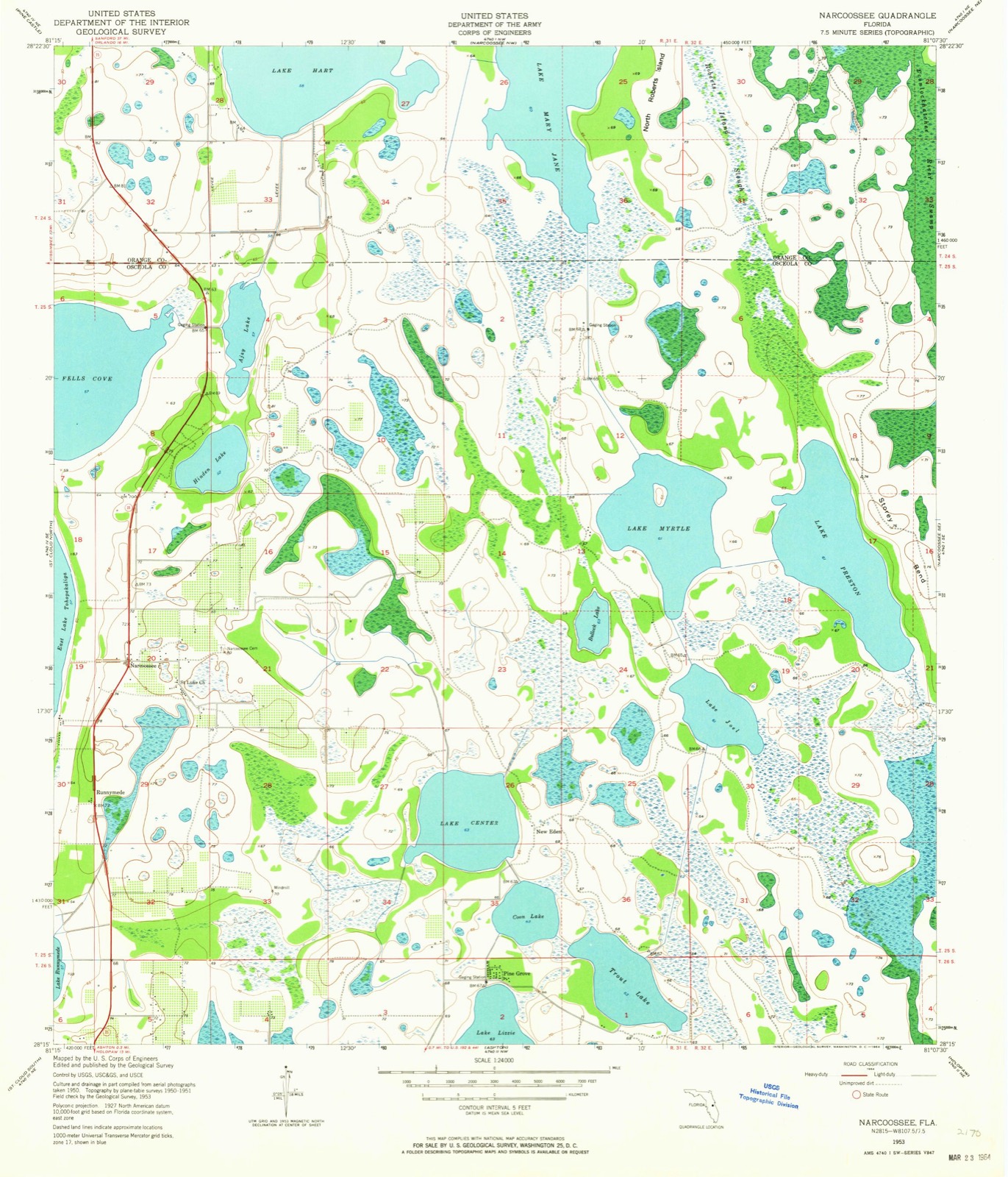 Topographic sheet of Pine Grove, surveyed 1953