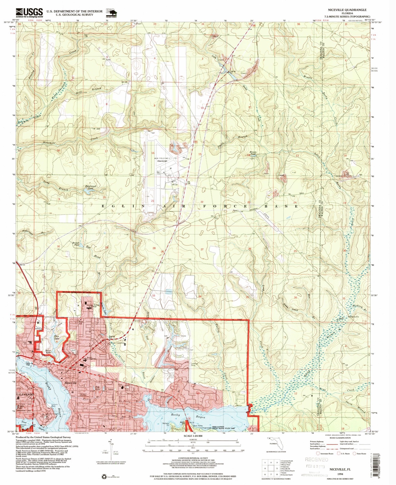 Topographic sheet of Niceville, surveyed 1994