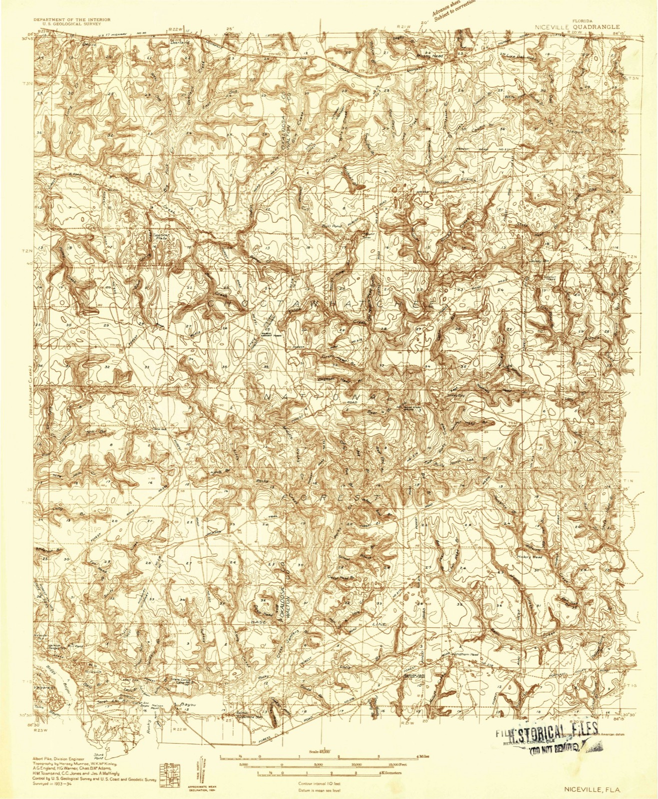 Topographic sheet of Niceville, surveyed 1934