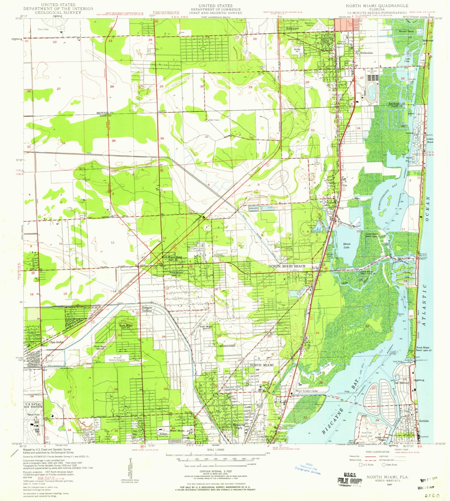 Topographic sheet of Ojus, surveyed 1947