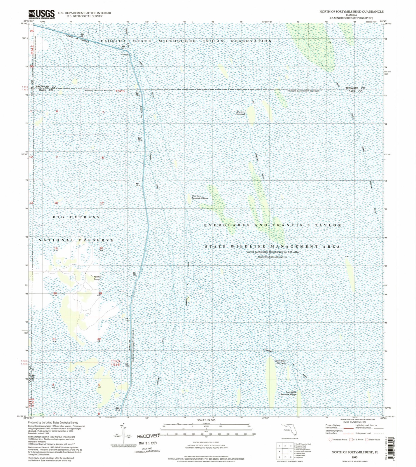 Topographic sheet of Mart Law Seminole Village, surveyed 1995