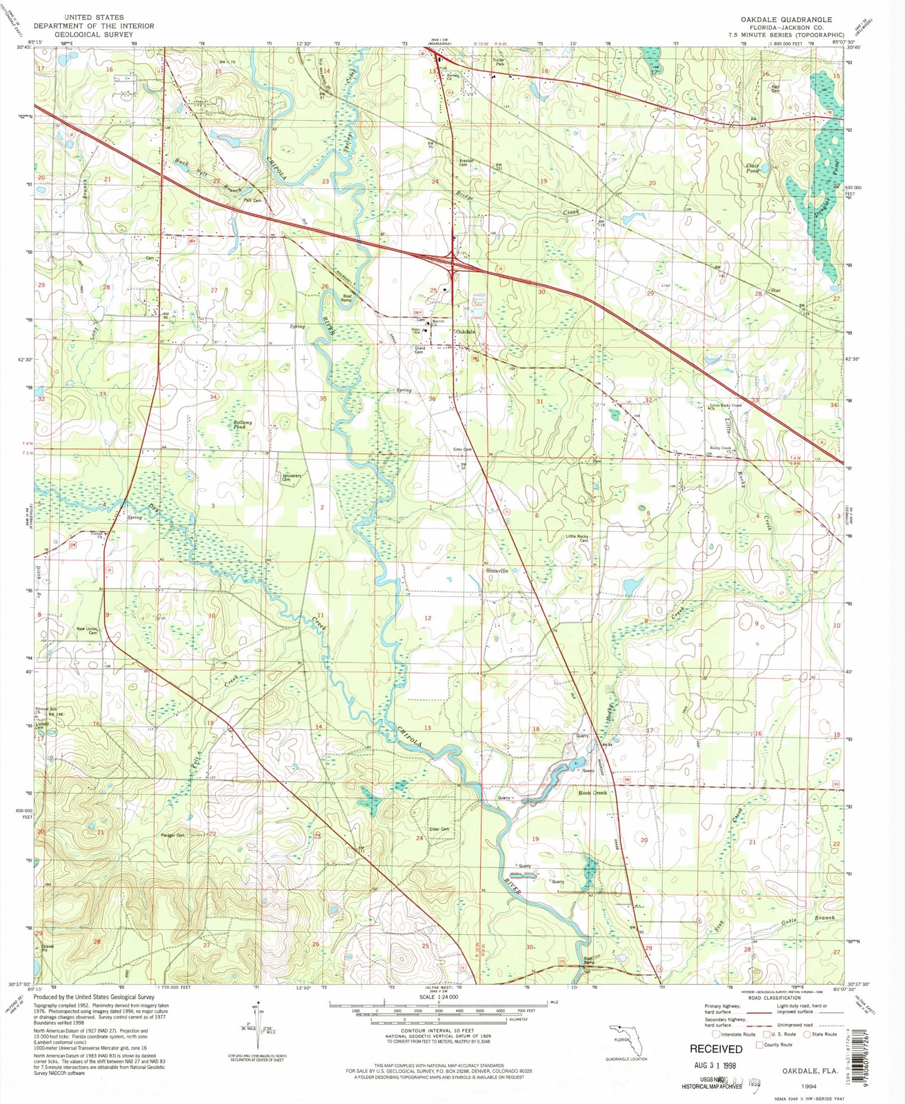 Topographic sheet of Simsville, surveyed 1994