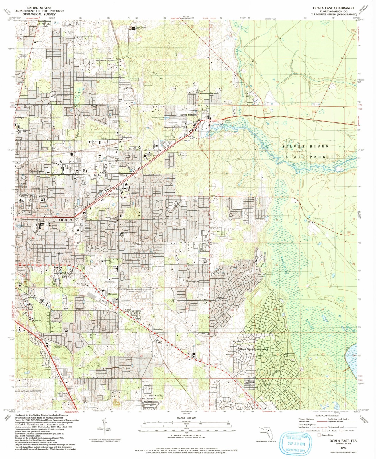 Topographic sheet of Huntington, surveyed 1991
