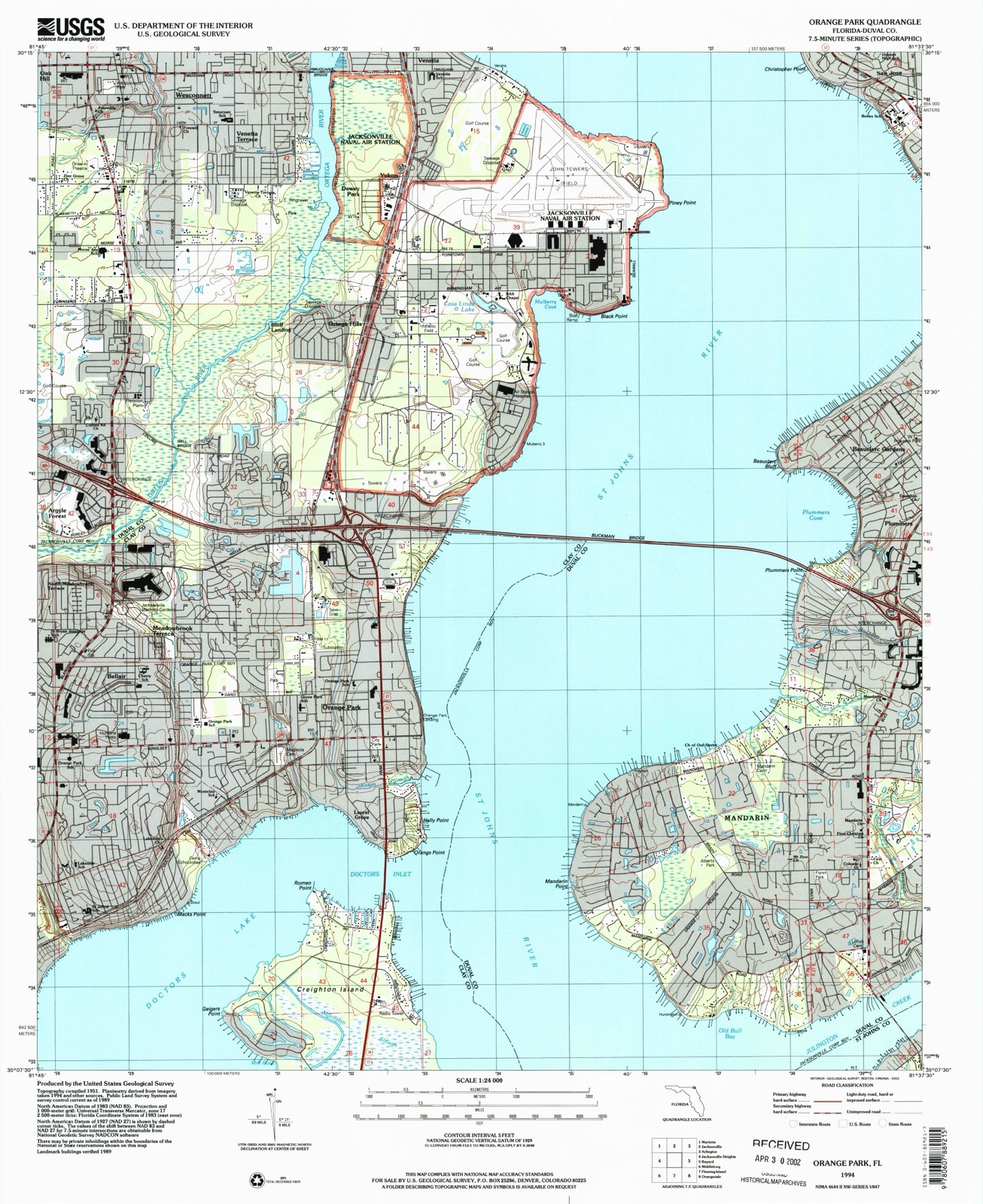 Topographic sheet of Beauclerc, surveyed 1994