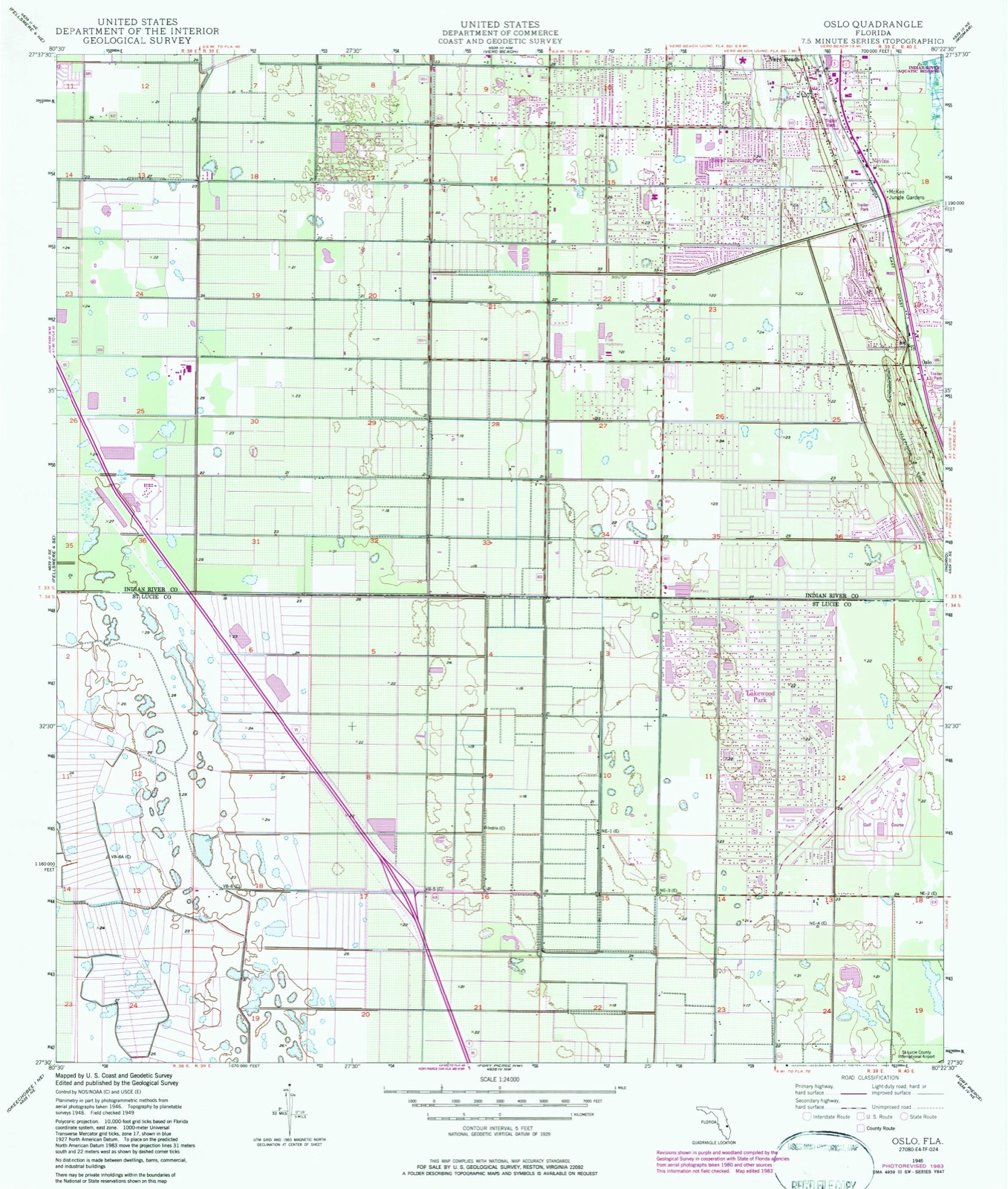 Topographic sheet of Farmton, surveyed 1949