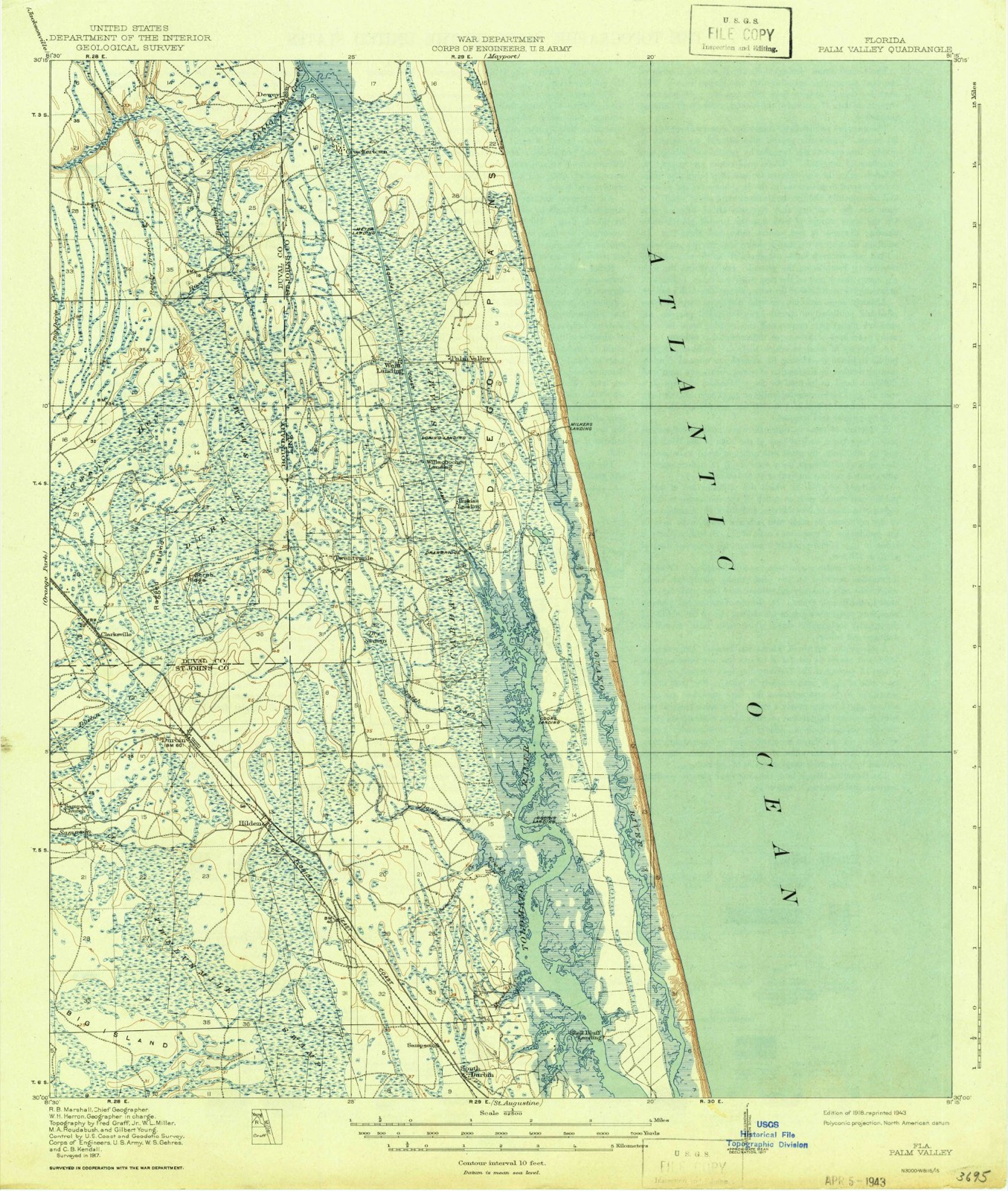 Topographic sheet of Sawgrass, surveyed 1918