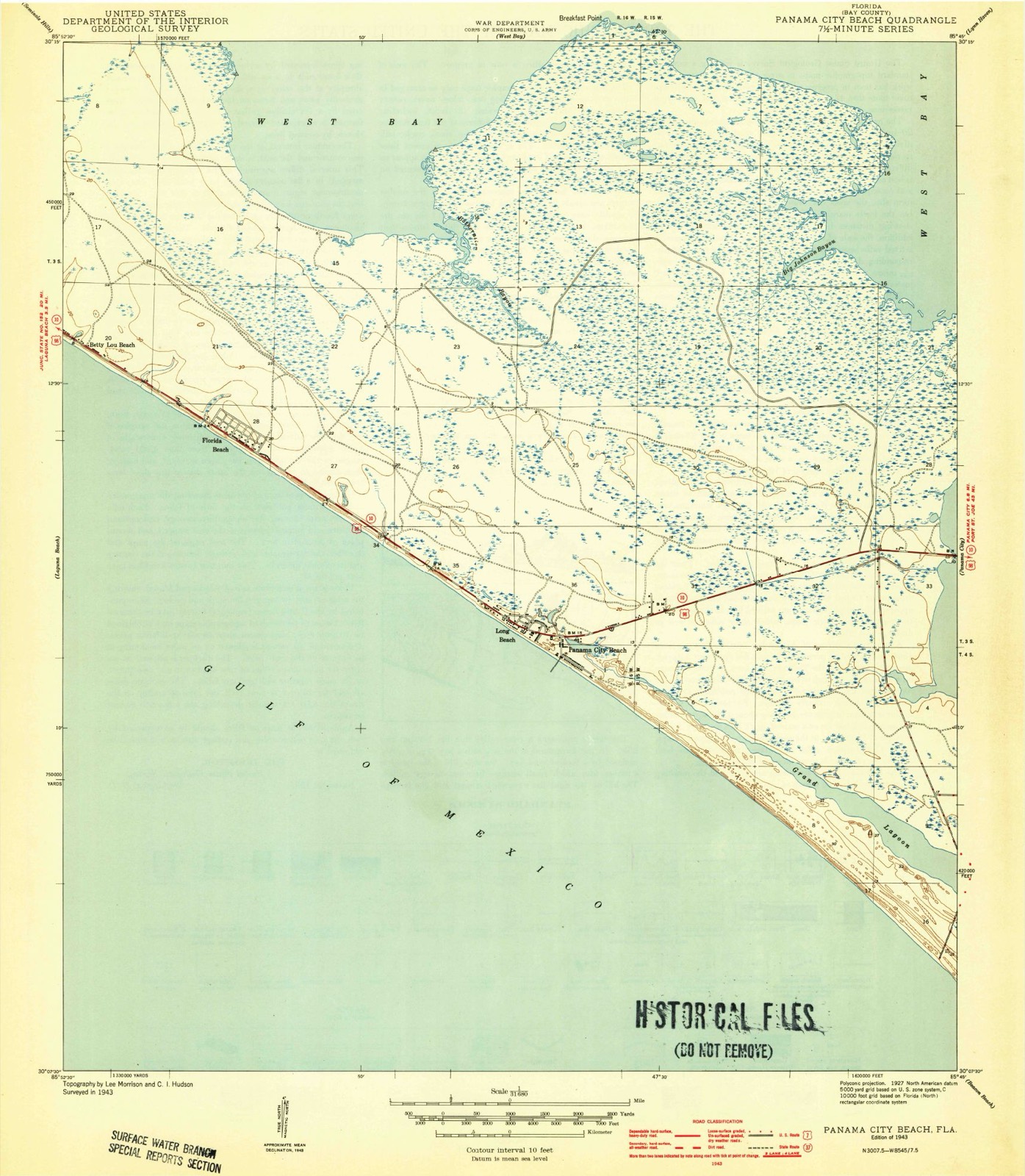 Topographic sheet of Bid-A-Wee, surveyed 1943