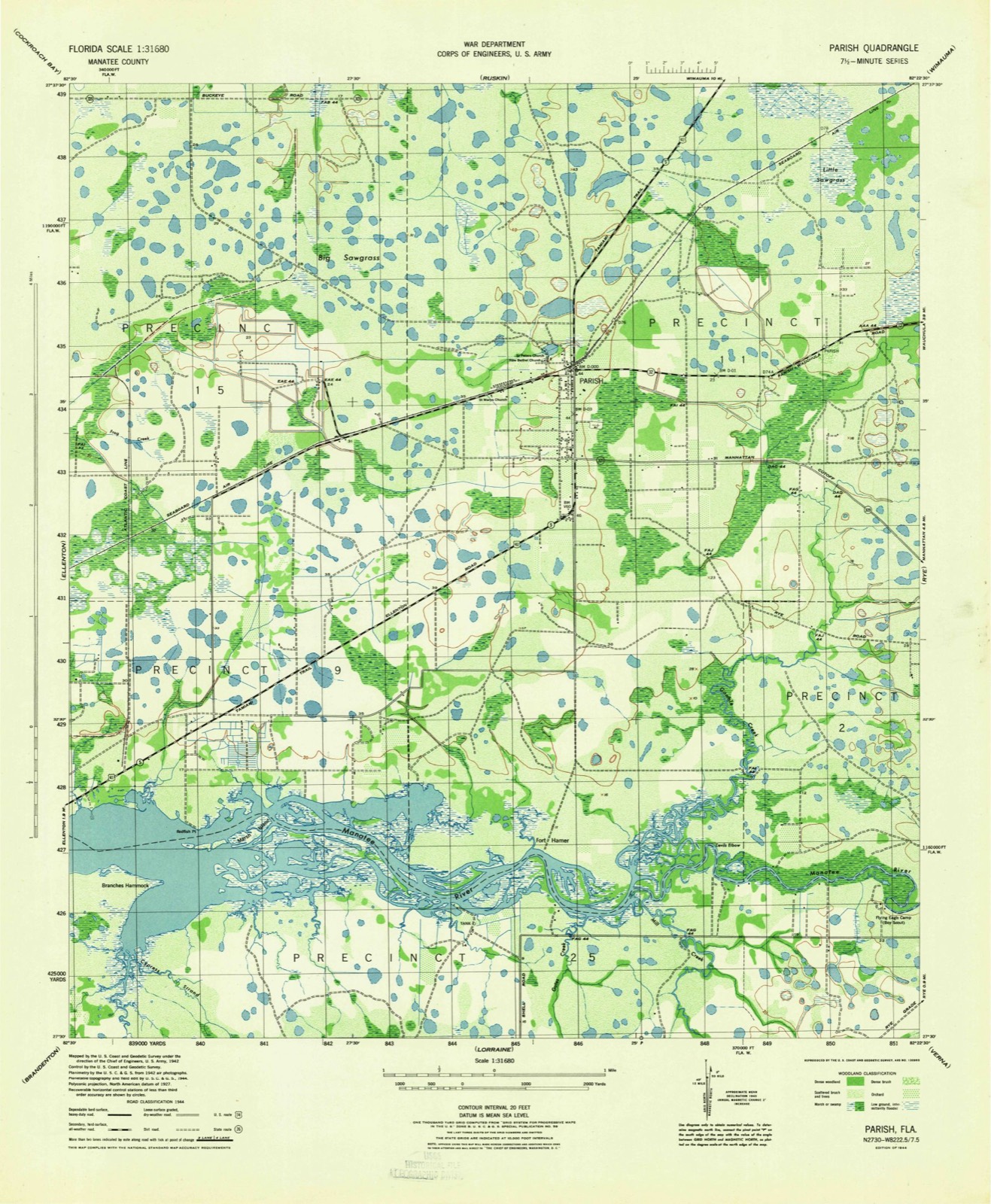 Topographic sheet of Fort Hamer, surveyed 1944