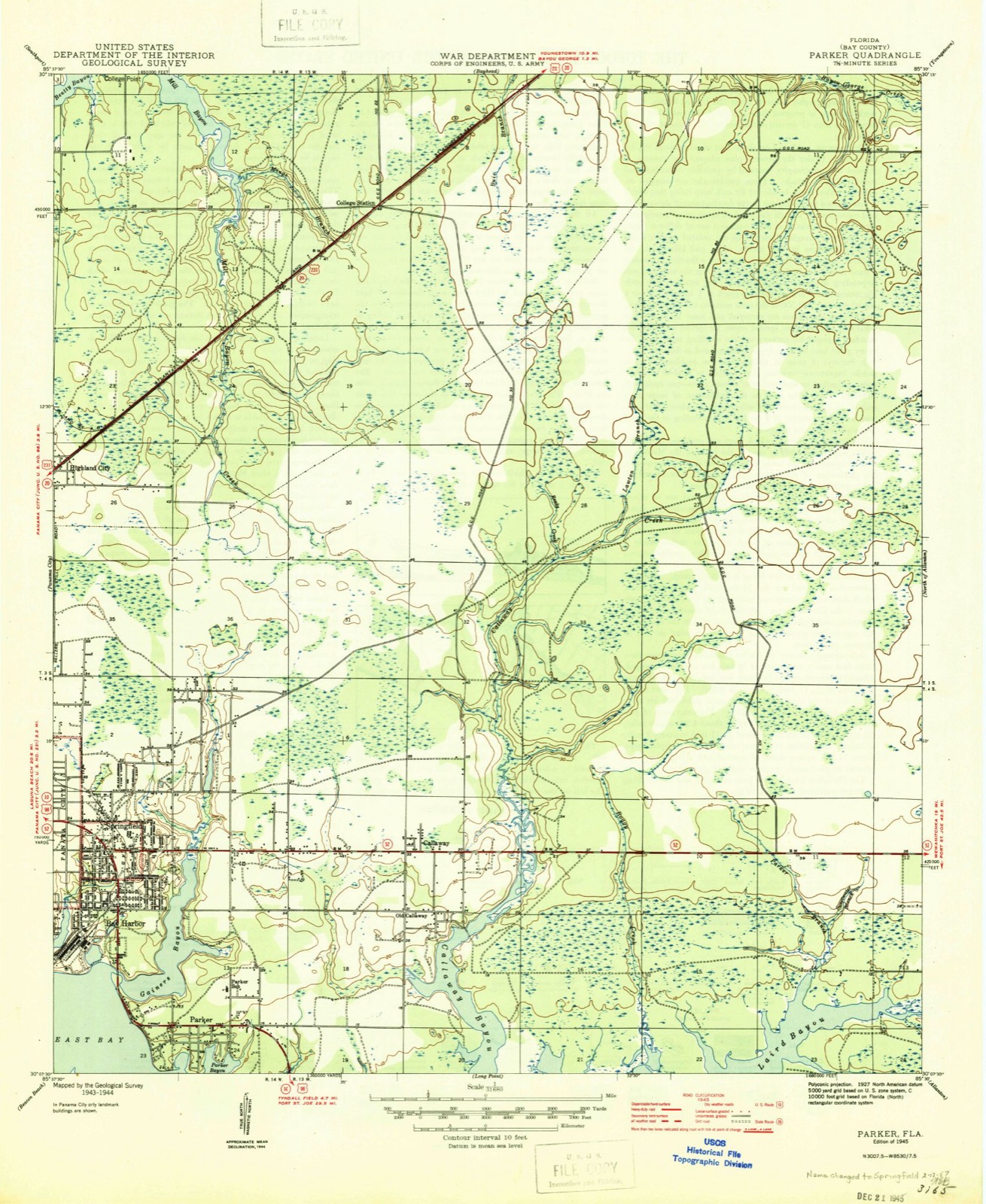 Topographic sheet of Bay Harbor, surveyed 1945