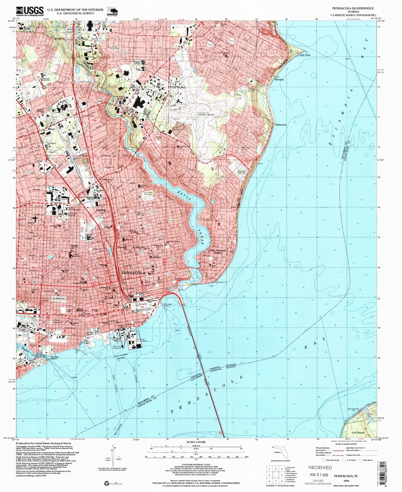 Topographic sheet covering Thiesen Building, surveyed 1994