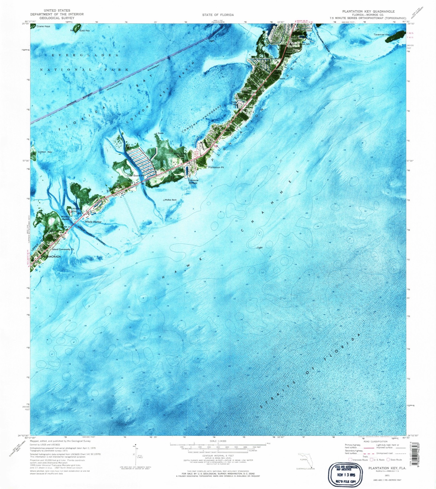 Topographic sheet covering Chaves Shipwreck Site, surveyed 1971