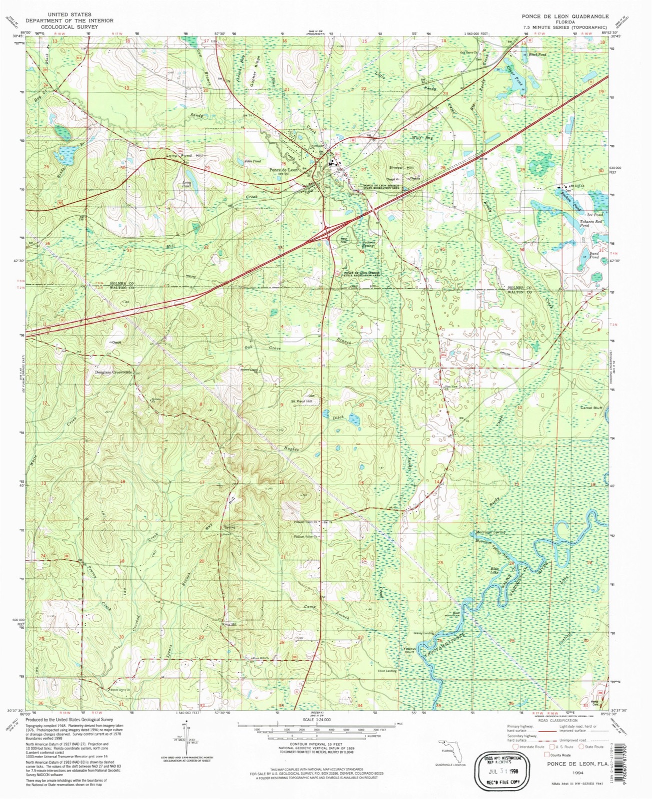 Topographic sheet of Ponce de Leon, surveyed 1994