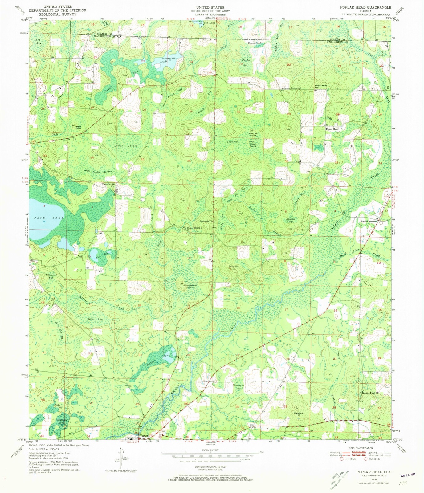Topographic sheet of Brock Crossroad, surveyed 1950