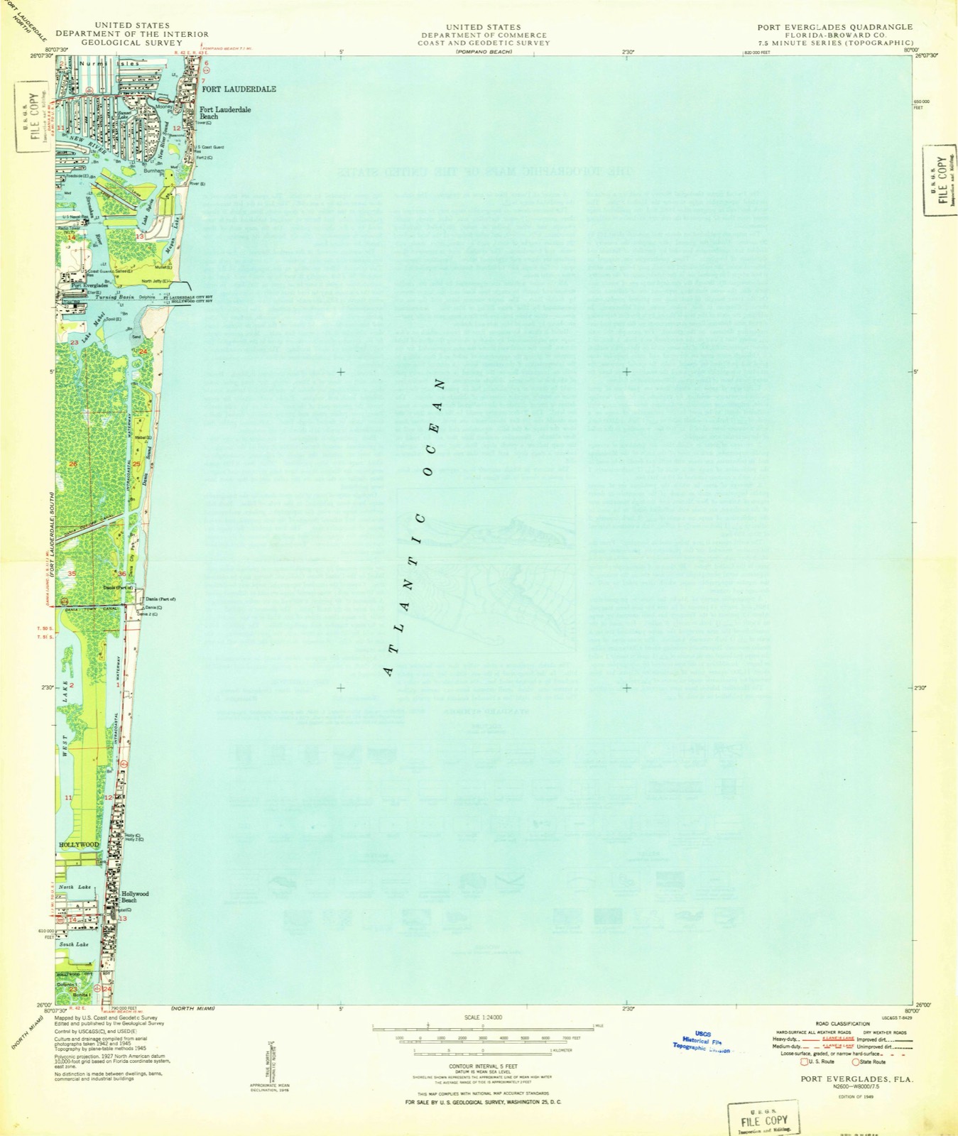 Topographic sheet of Harbor Beach, surveyed 1949
