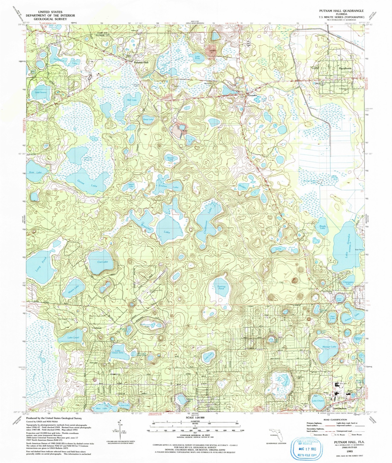 Topographic sheet of Oak Ridge Park, surveyed 1993
