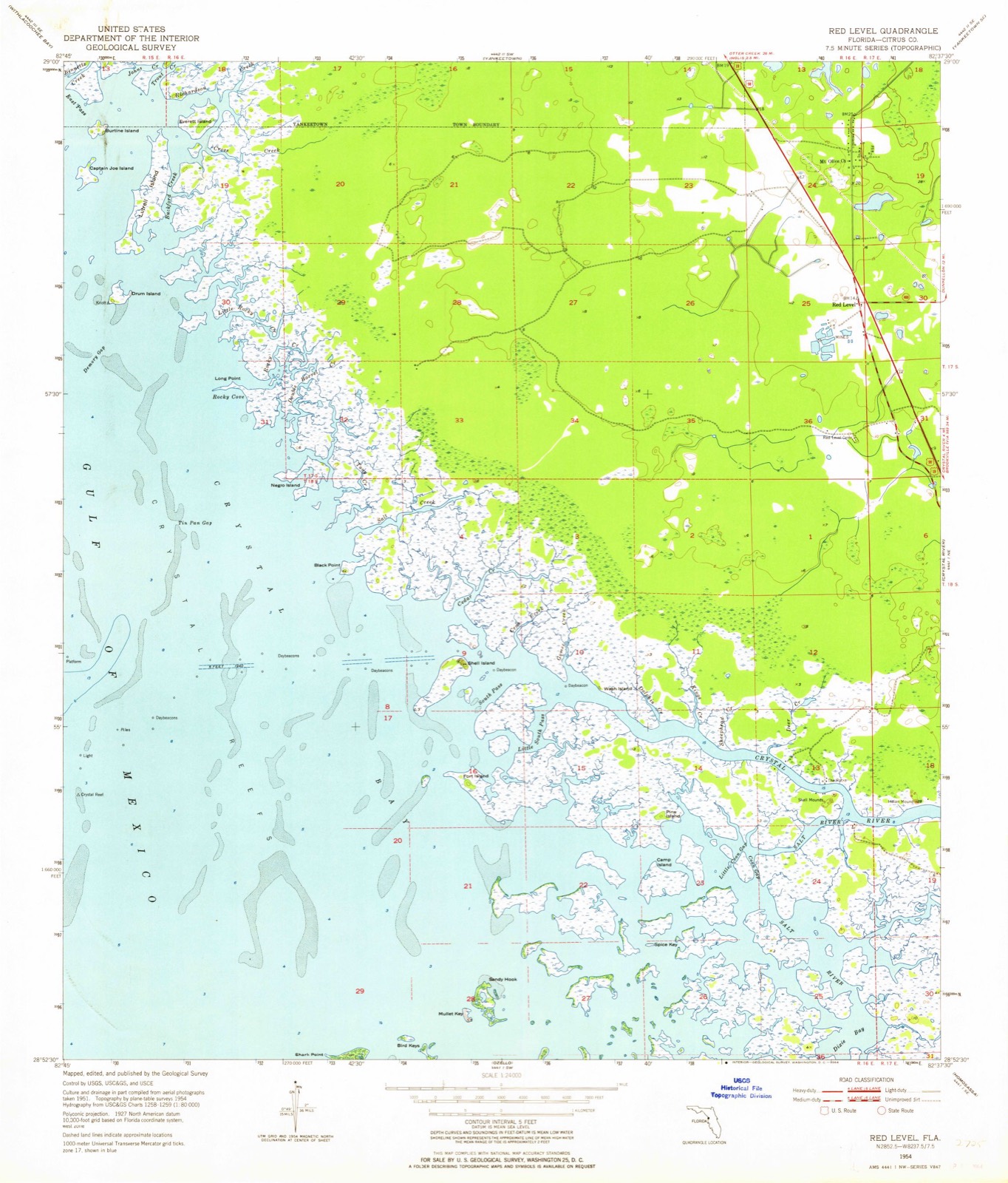 Topographic sheet of Red Level, surveyed 1954