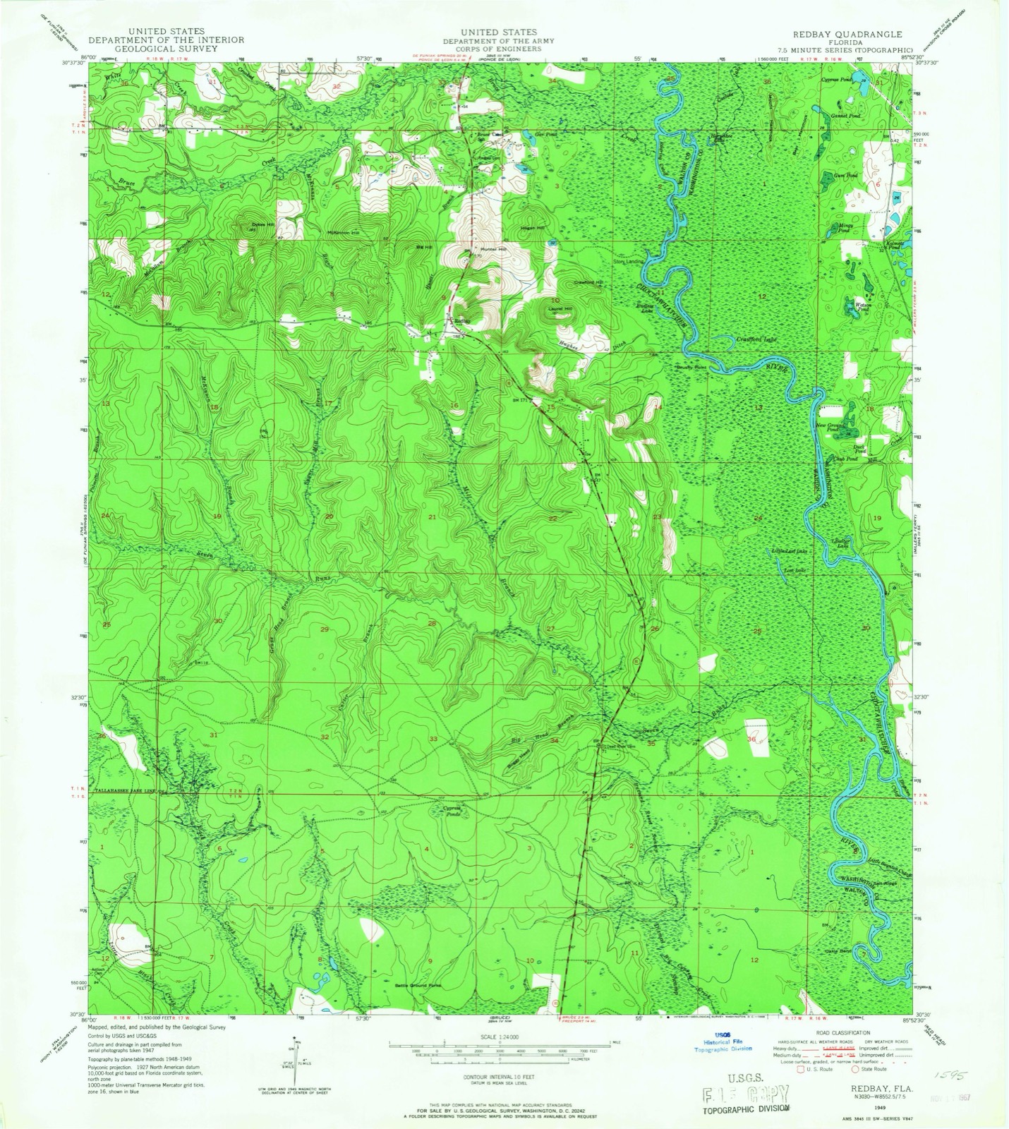 Topographic sheet of Battle Ground Forks, surveyed 1949