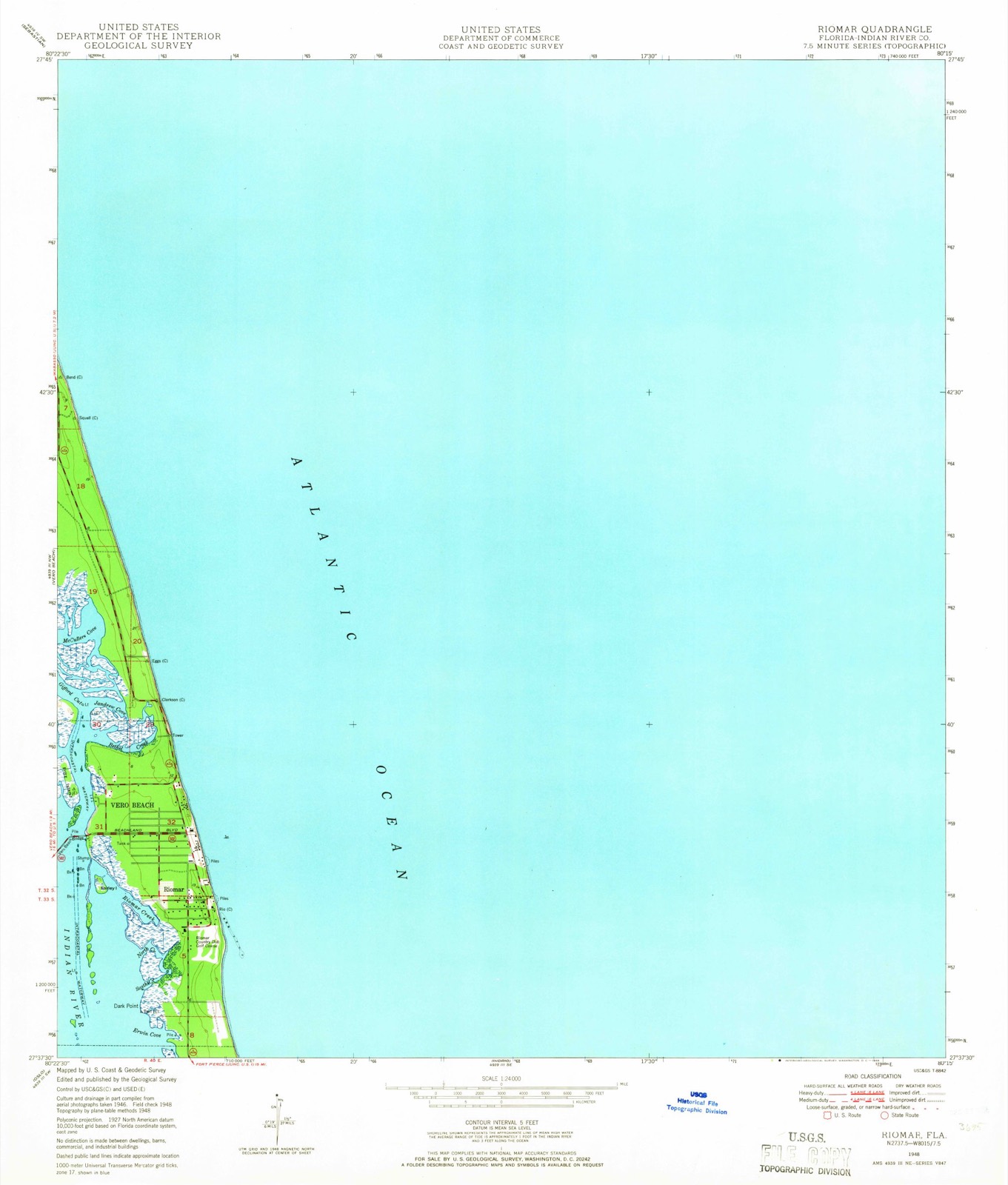Topographic sheet covering Driftwood Inn and Restaurant, surveyed 1948