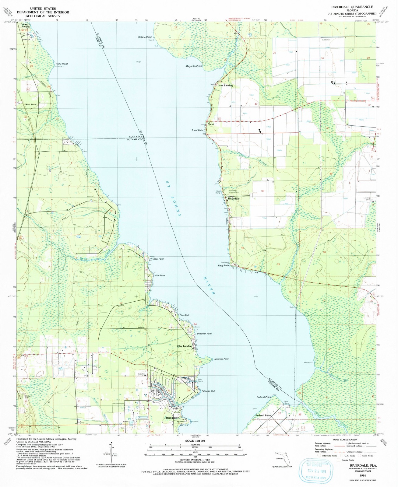 Topographic sheet of West Tocoi, surveyed 1991