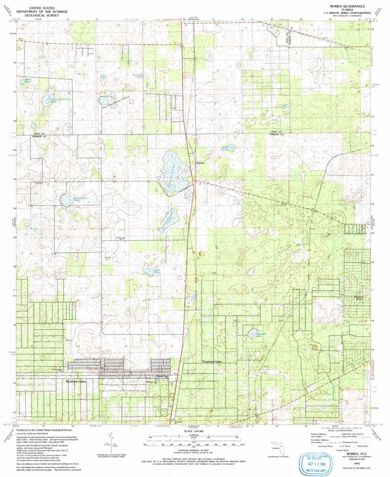 Topographic sheet of Romeo, surveyed 1991