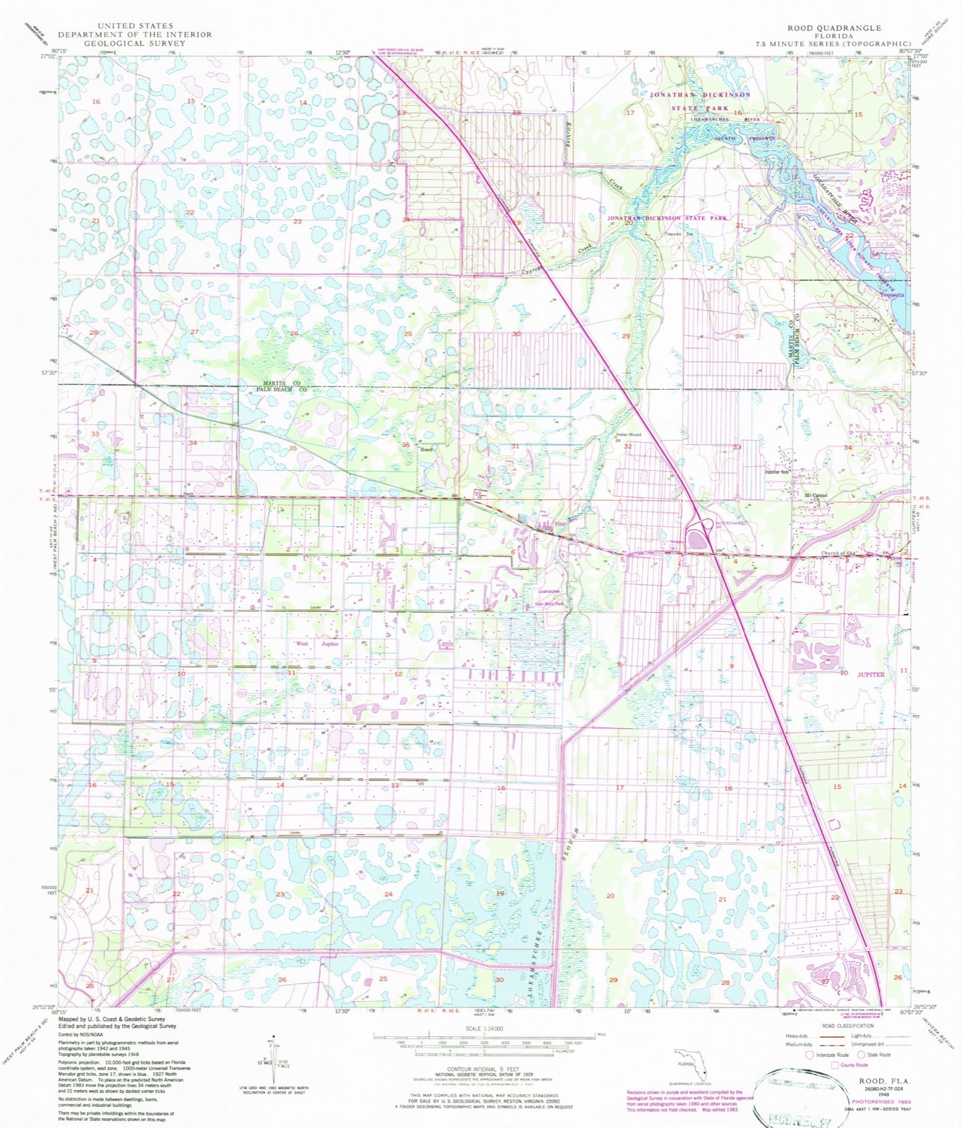 Topographic sheet of Tequesta, surveyed 1948