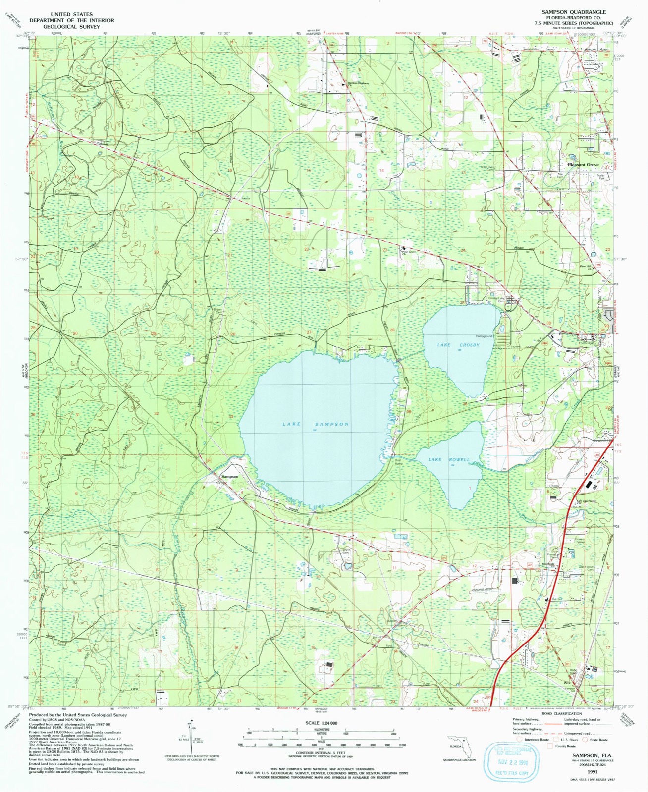 Topographic sheet of Sampson, surveyed 1991
