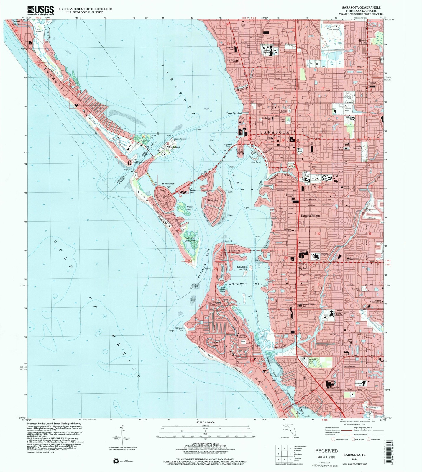 Topographic sheet covering Bay Haven School, surveyed 1994